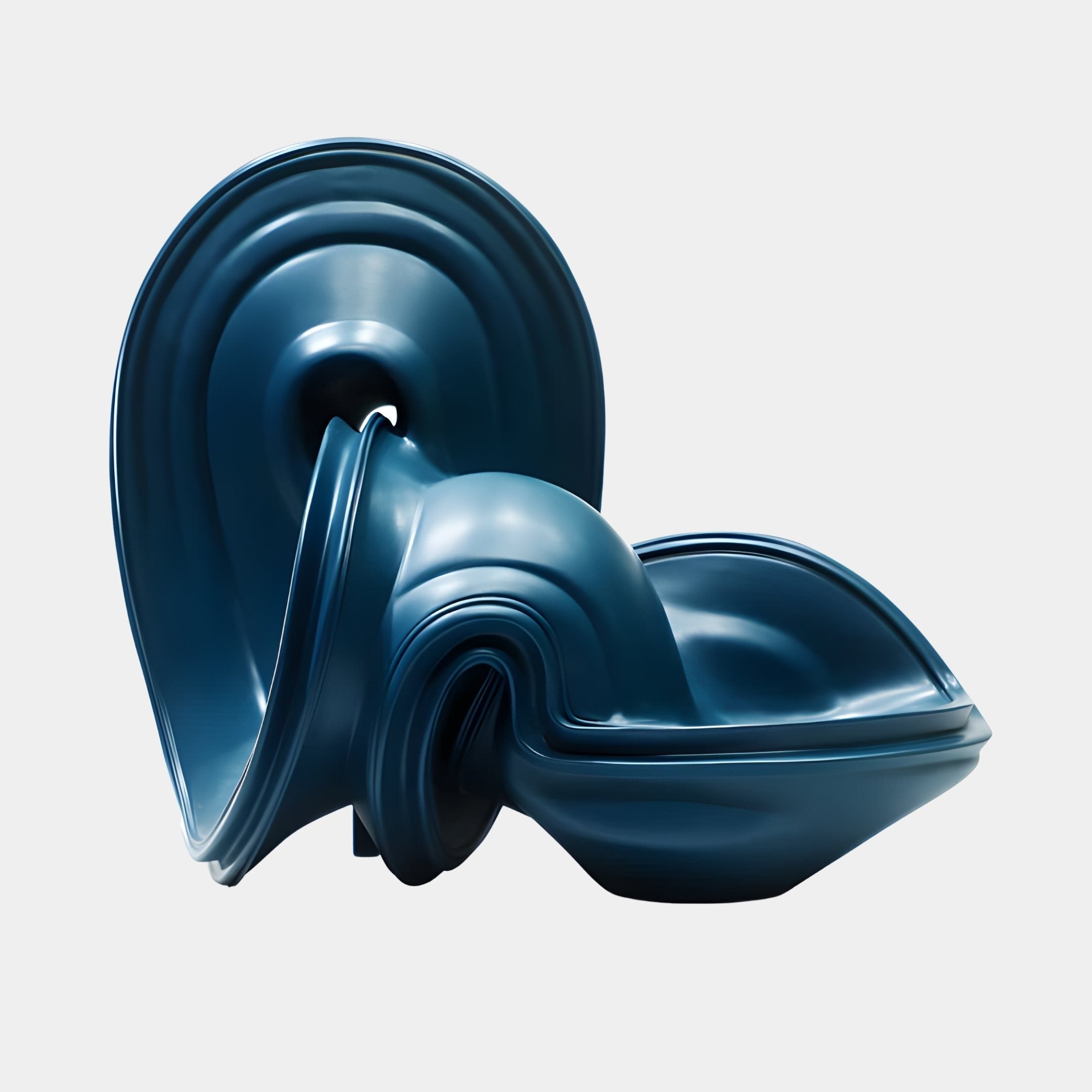 Deep Whorl Blue Abstract Sculpture - 36cm