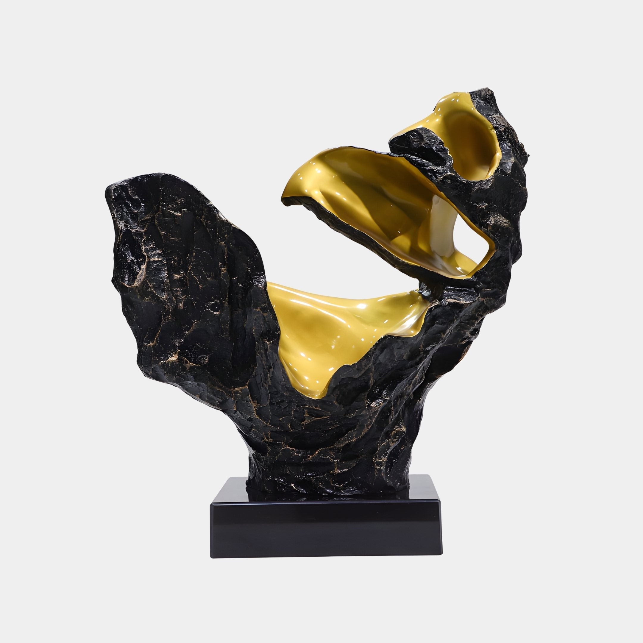 Molten Seam Black & Gold Abstract Sculpture - 53cm