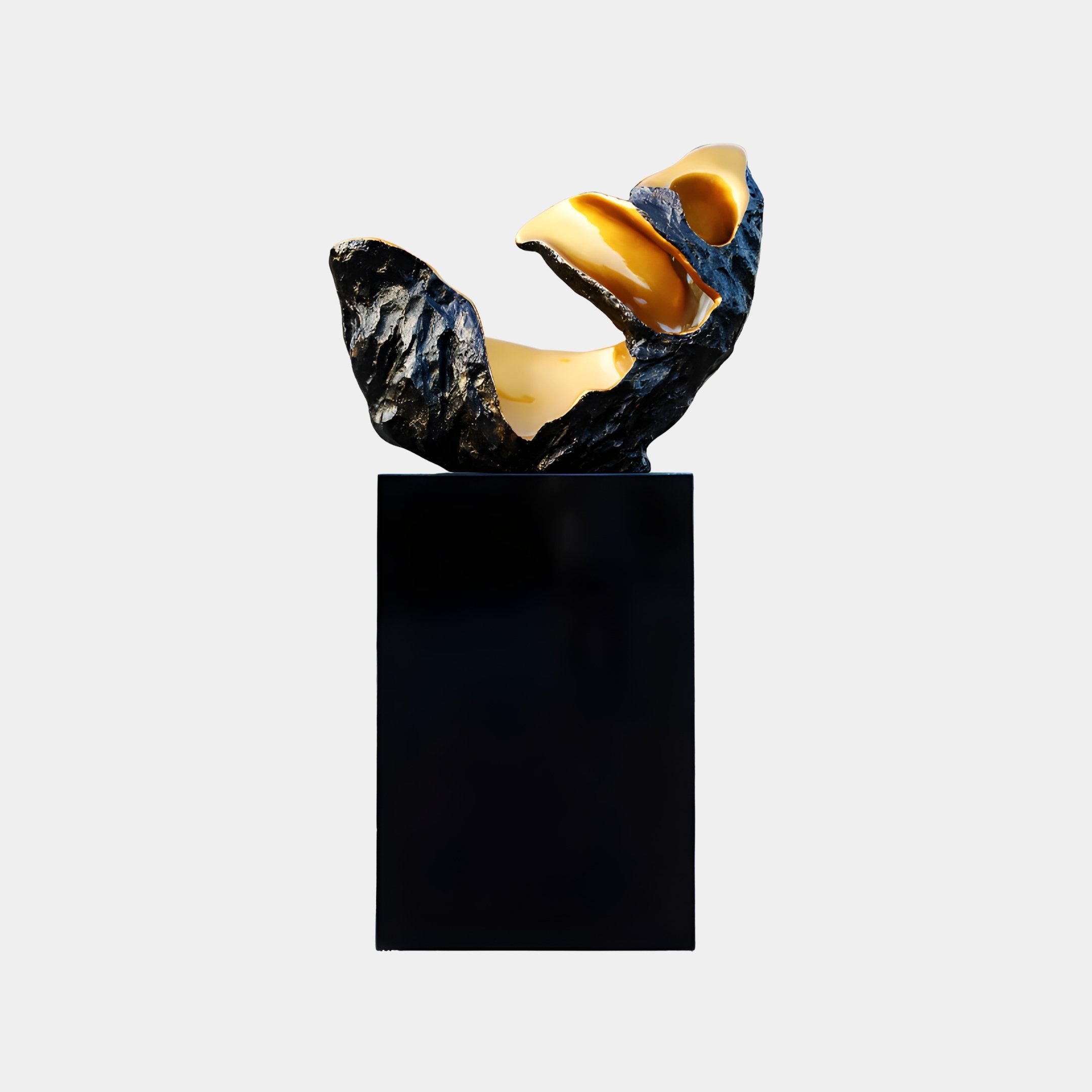 Monument Cleft Black & Gold Abstract Sculpture - 216cm