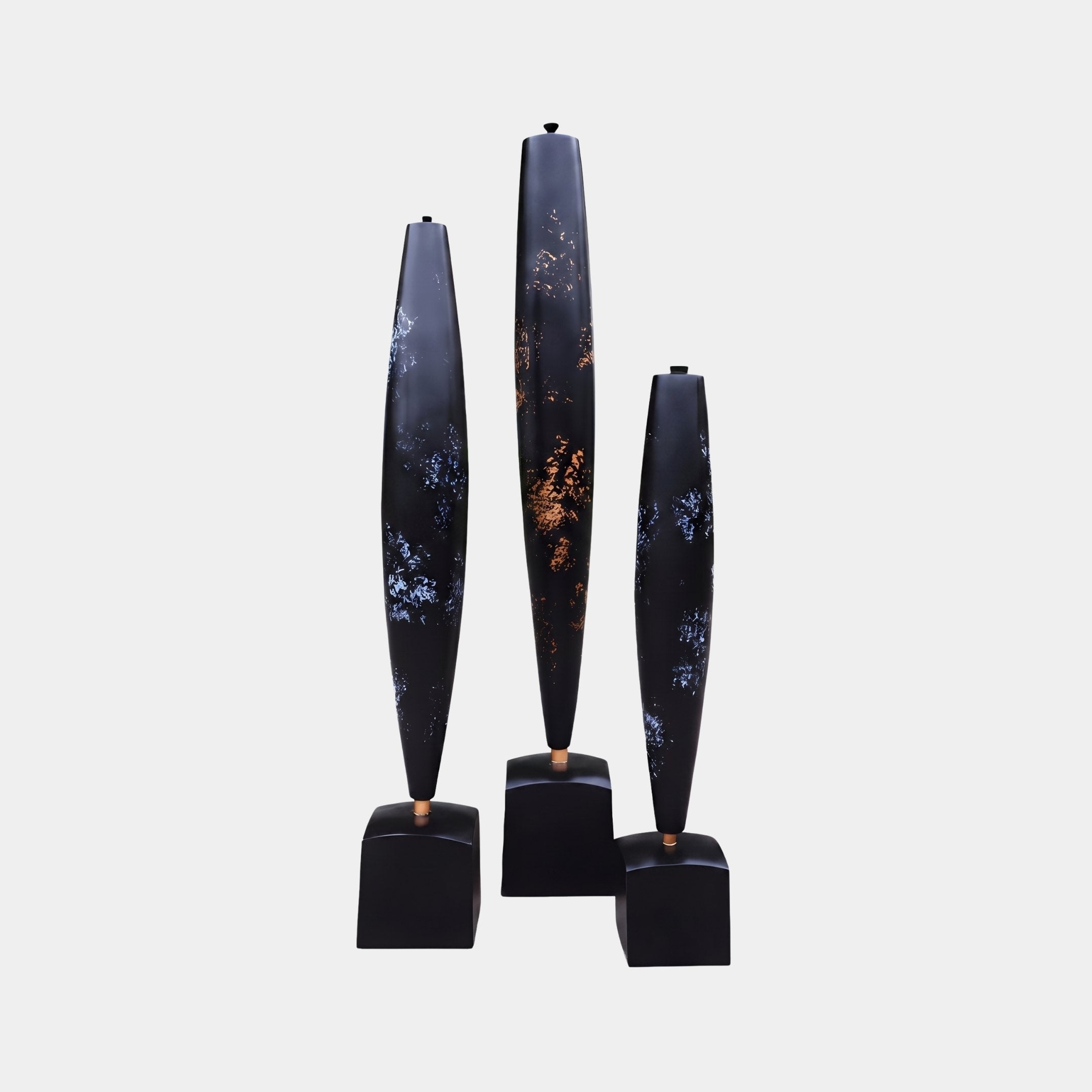 Triad Spires Blue & Gold Abstract Sculpture - 204cm