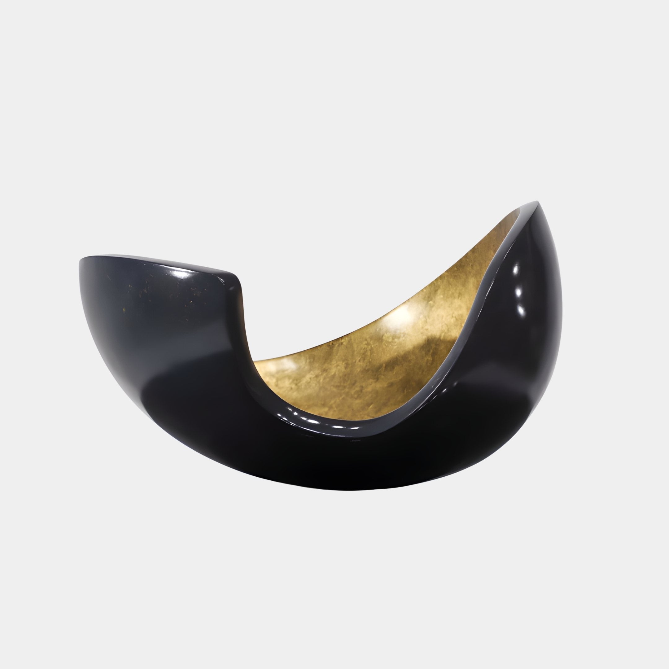 Crescent Black & Gold Bowl Sculpture - 84cm