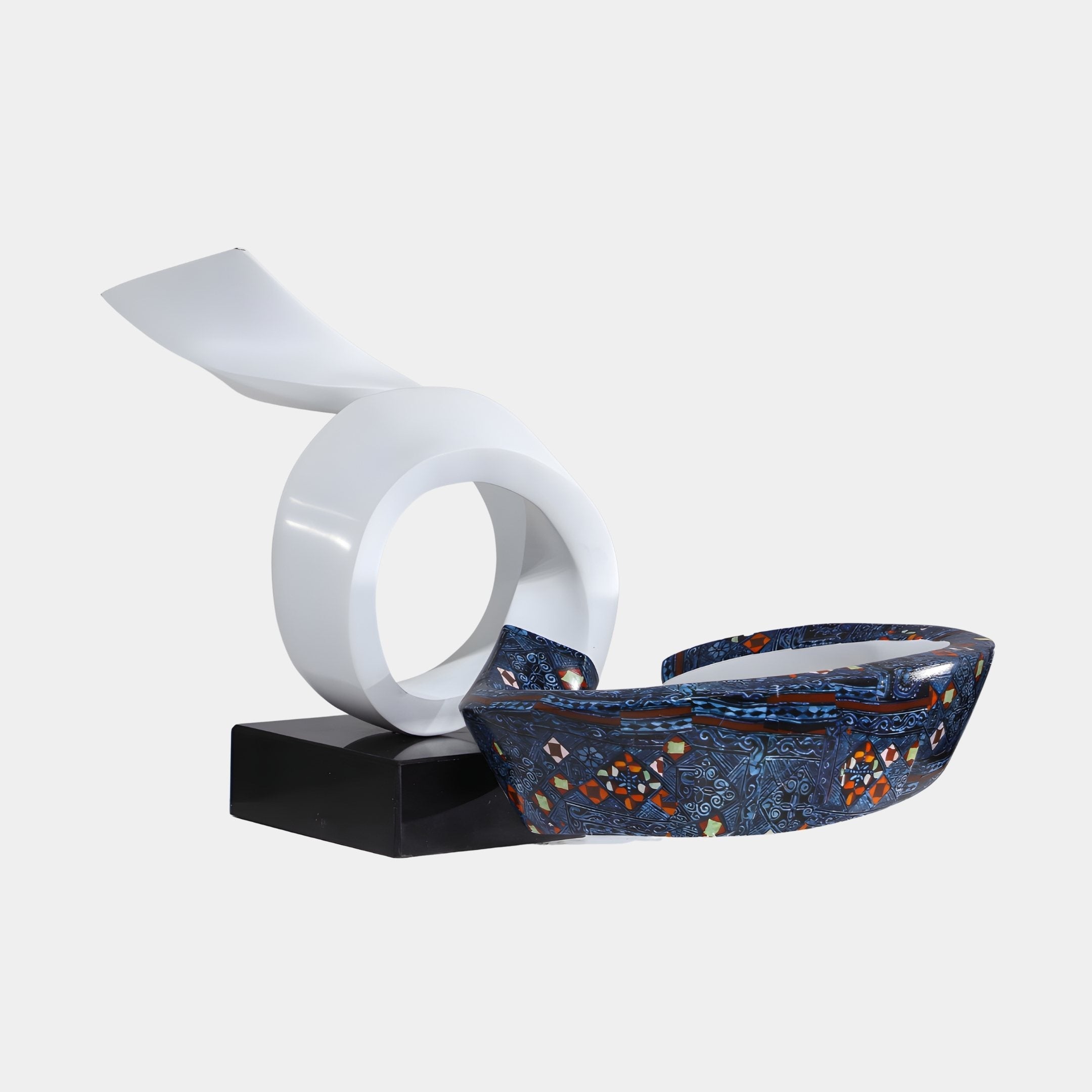 Hull White & Blue Dish Sculpture - 60cm