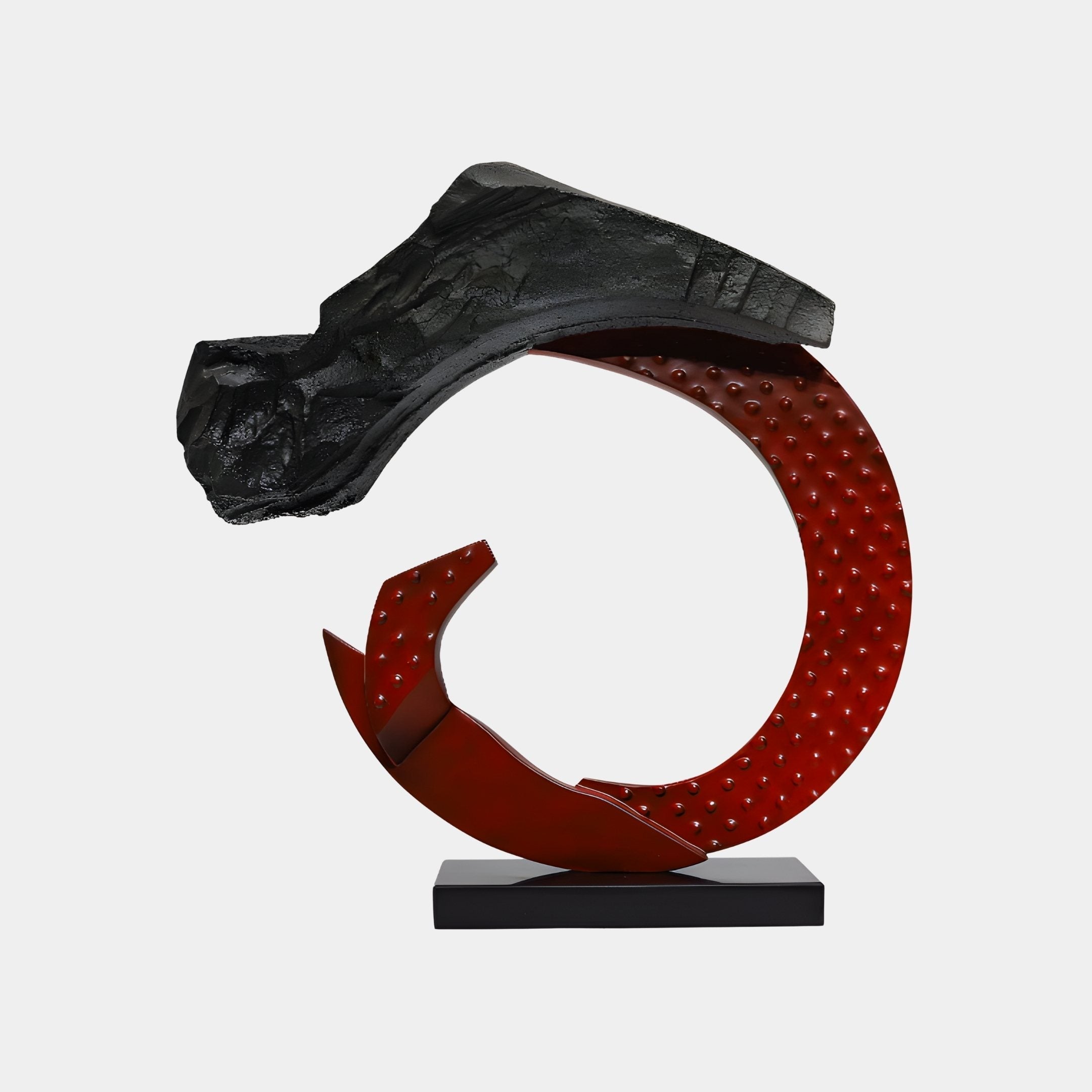 Eclipse Black & Red Abstract Sculpture - 70cm