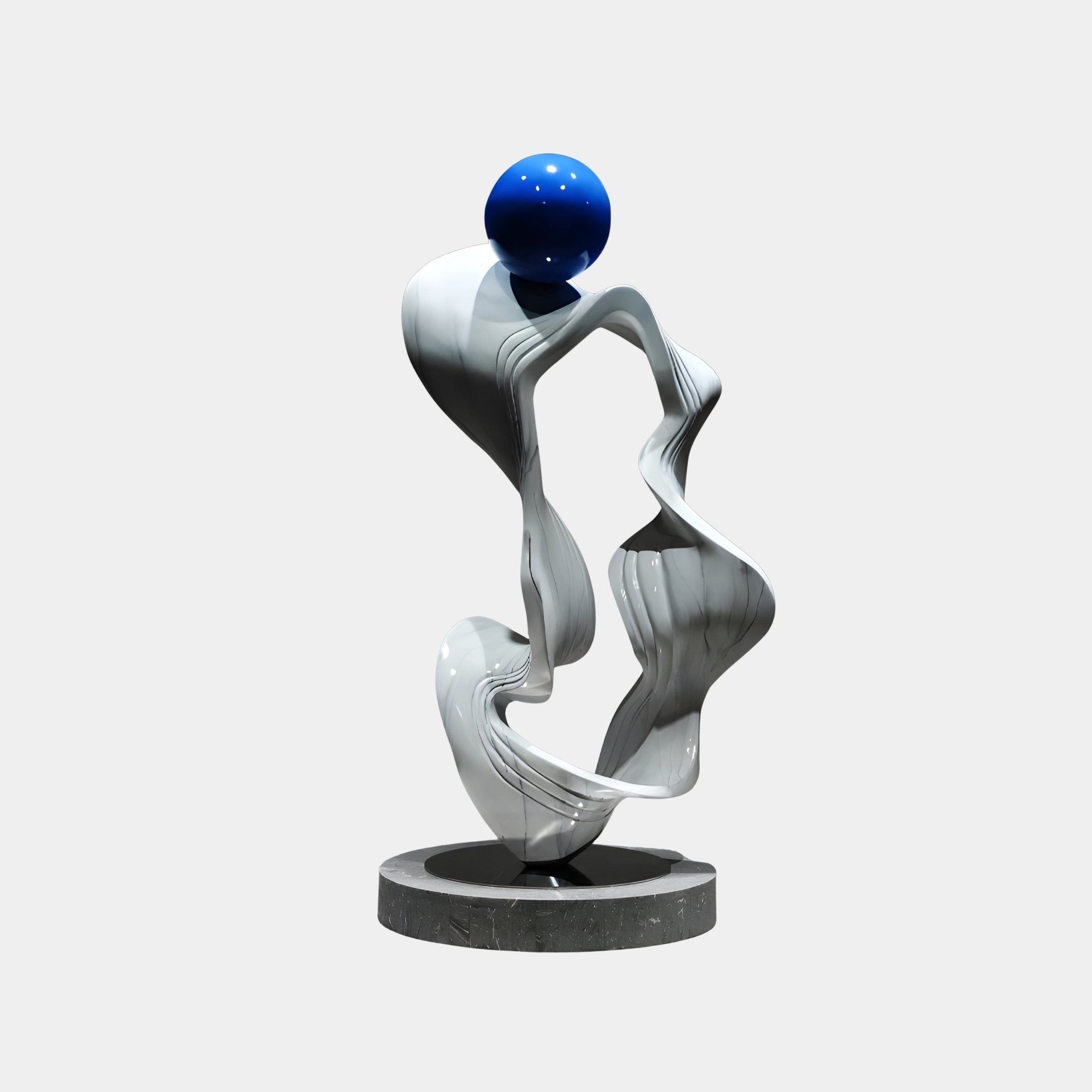 Pirouette White & Blue Abstract Sculpture - 134cm