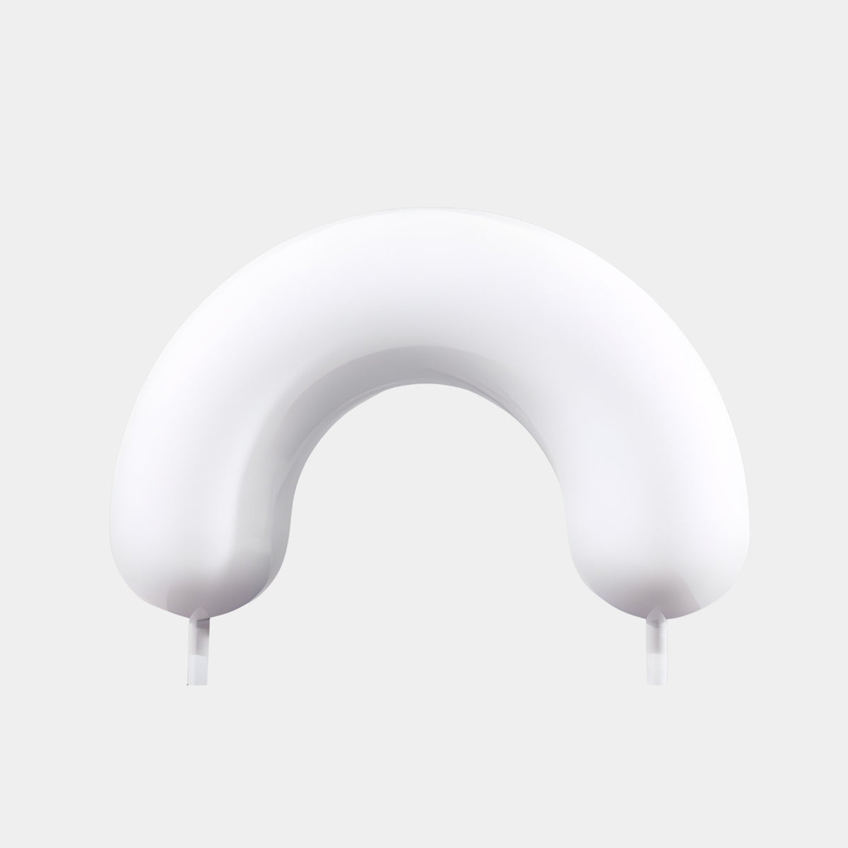 Acreby Bronze & White Abstract Sculpture, 28cm, white horseshoe arch resin sculpture on small clear supports, shown against a plain light grey background.