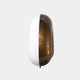 Acreby Bronze & White Abstract Sculpture, 28cm, resin capsule form split into a white side and glowing bronze side, shown on a plain light background.