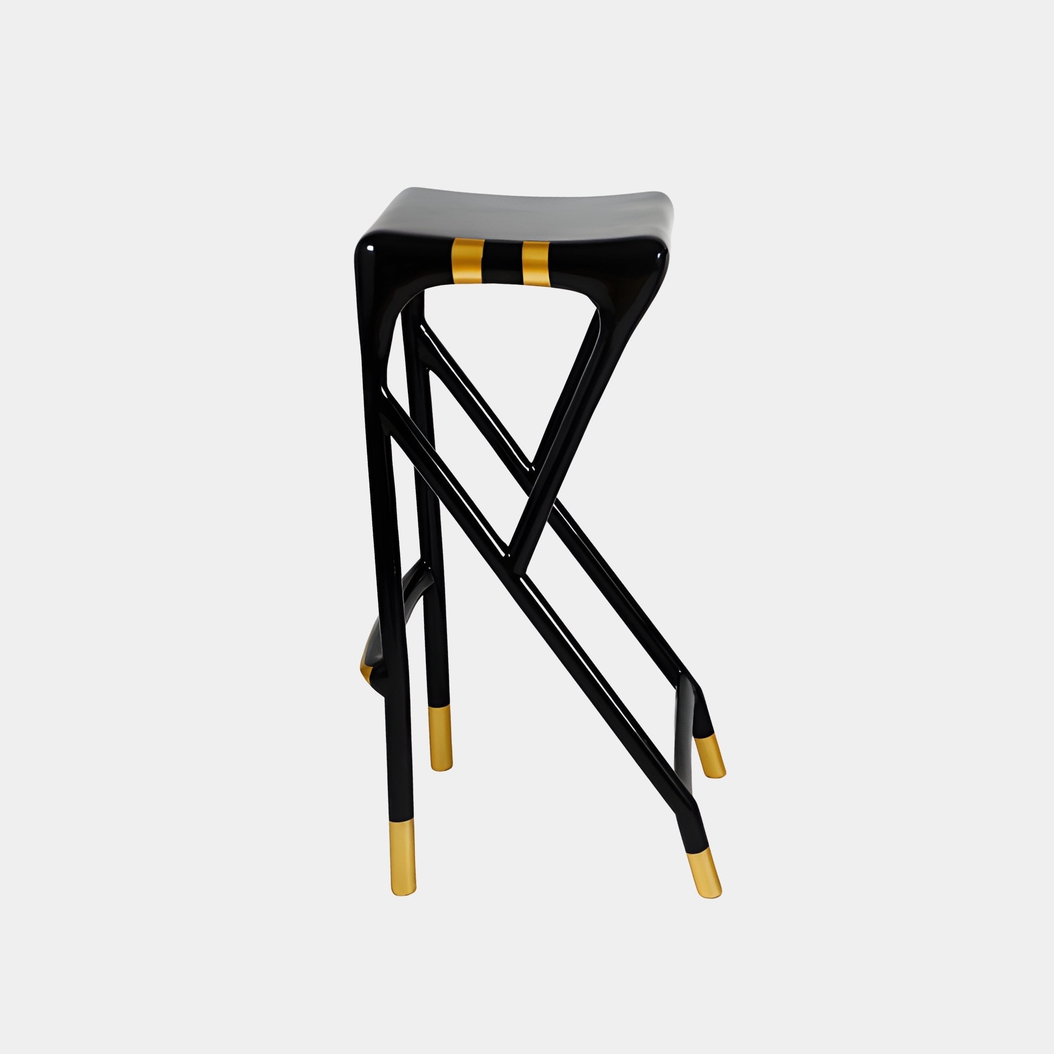 Vertex Black & Gold Abstract Sculpture - 85cm