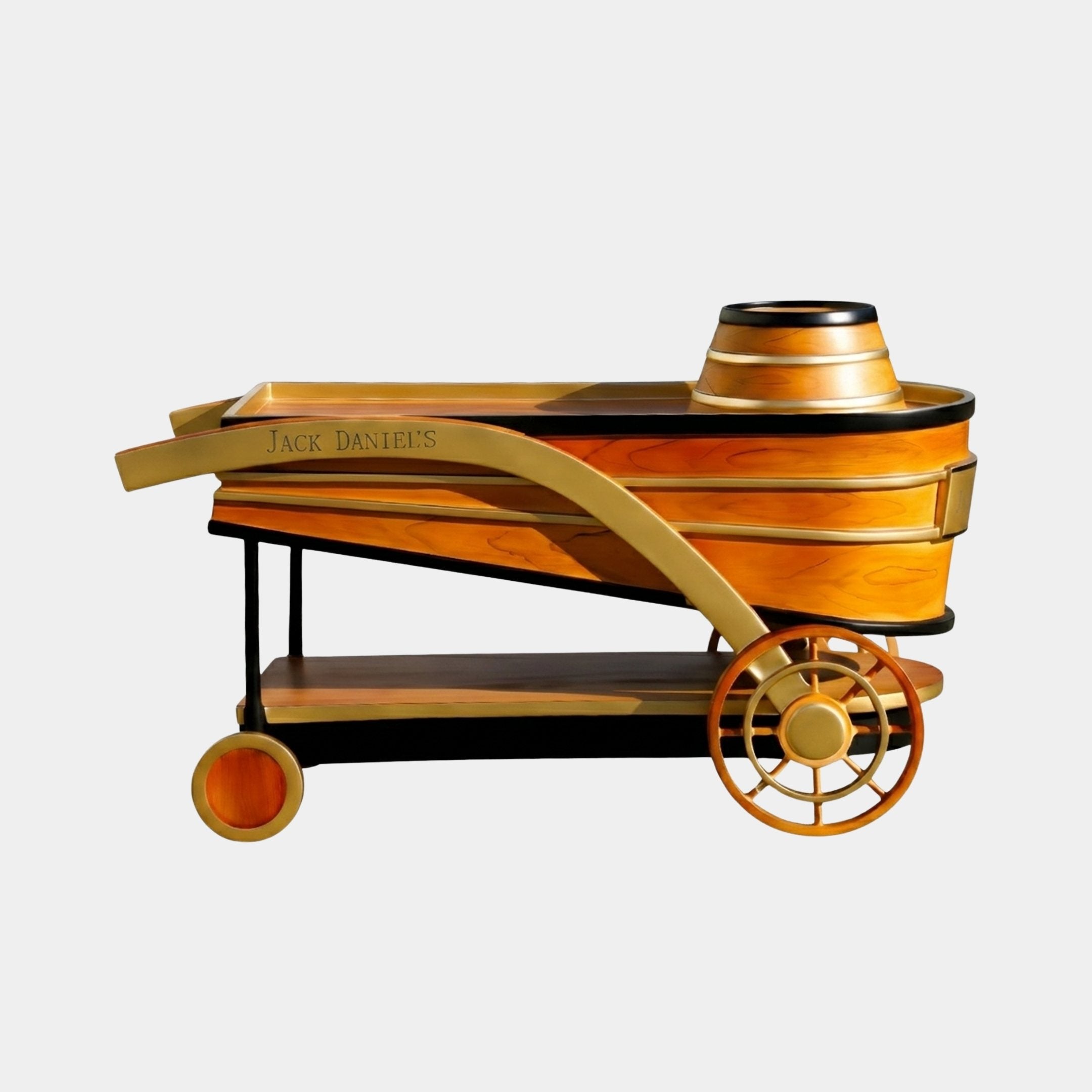 Warkleigh Gold & Brown Vintage Bar Cart - 147cm