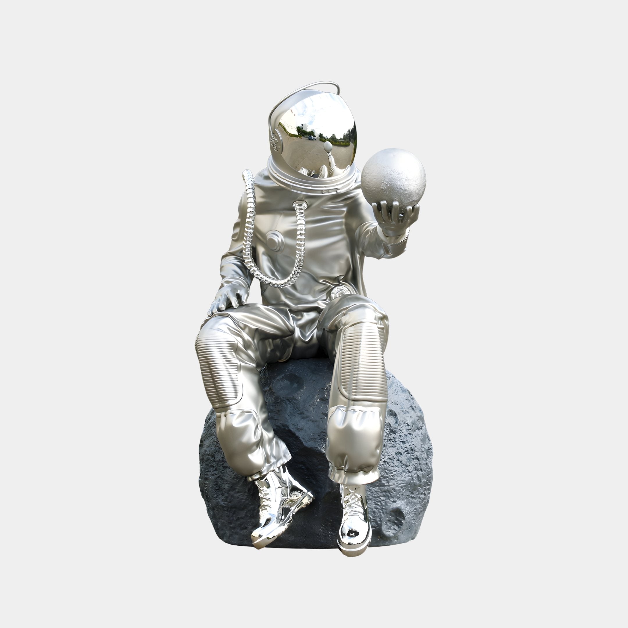 Knowstone Silver Astronaut Sculpture - 140cm