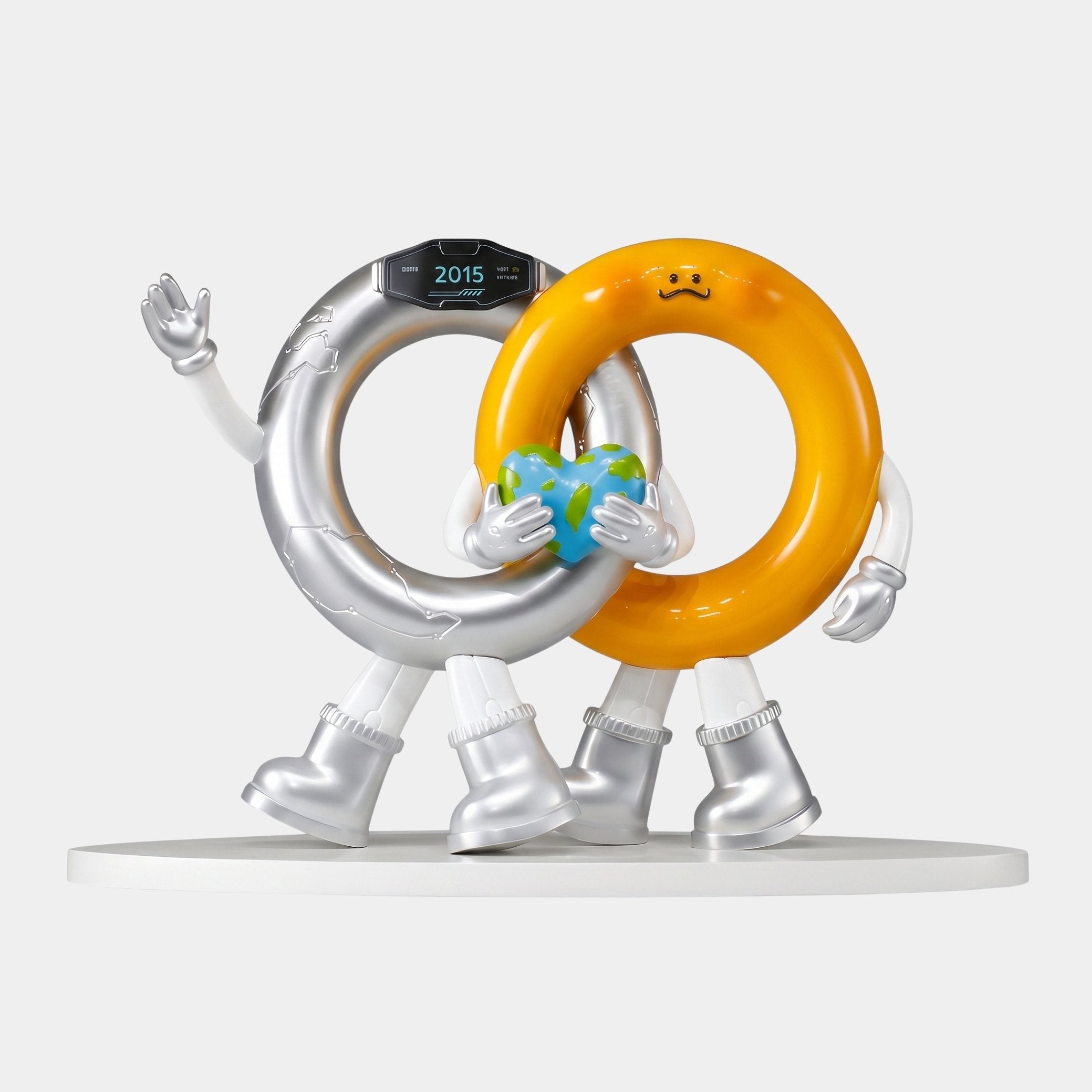 Sapperton White & Gold Ring Sculpture - 150cm