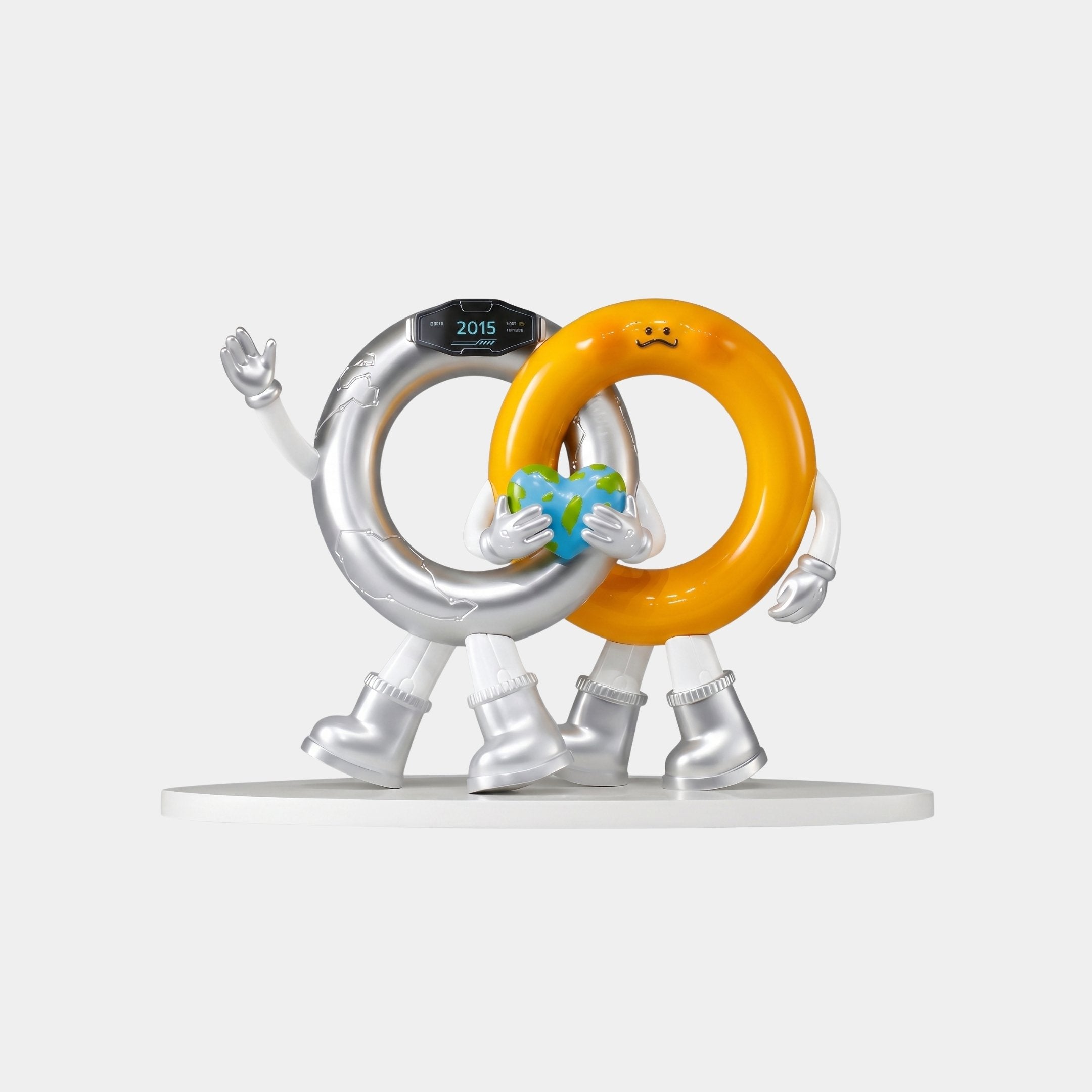 Sapperton White & Gold Ring Sculpture - 30cm