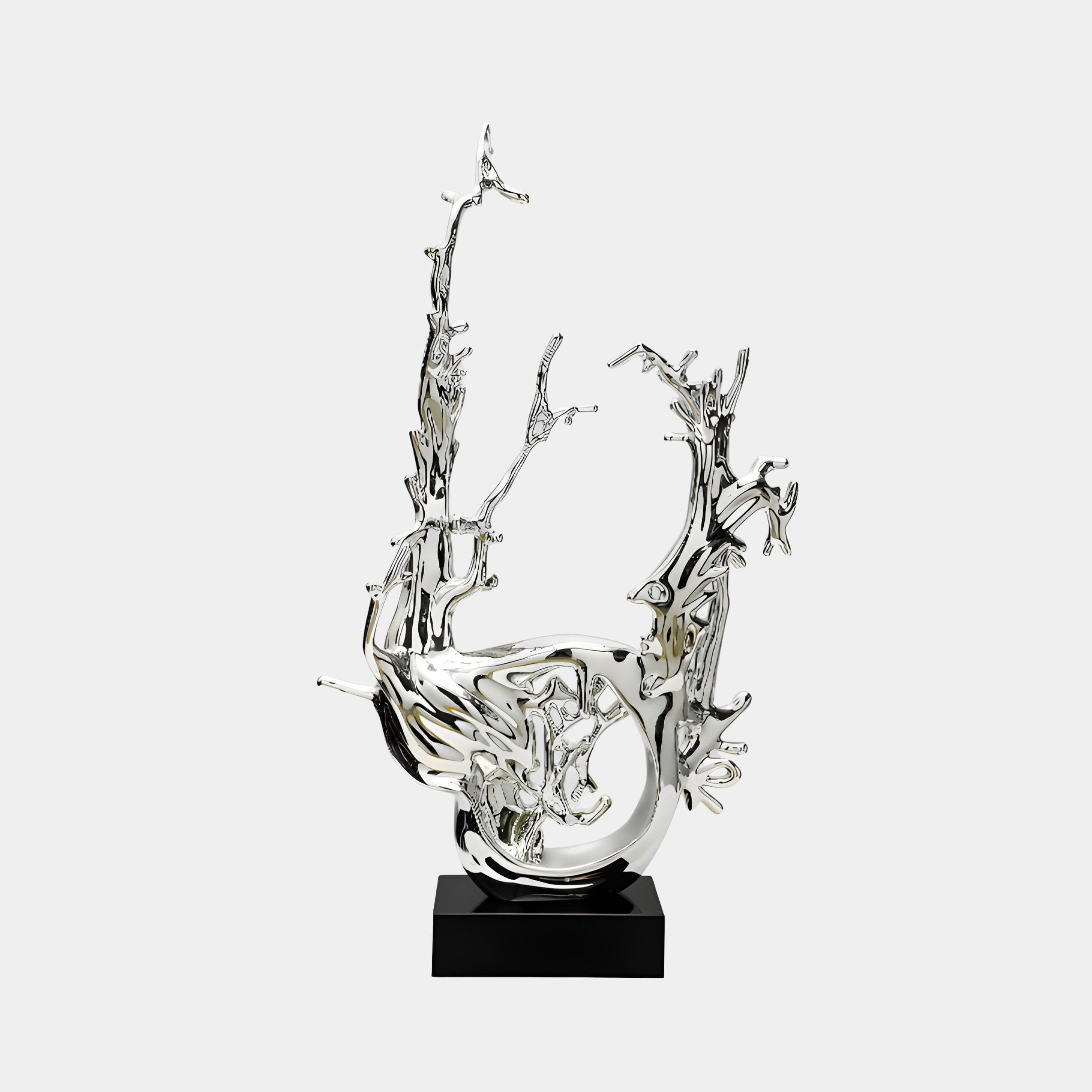 Fount Silver Abstract Sculpture - 135cm