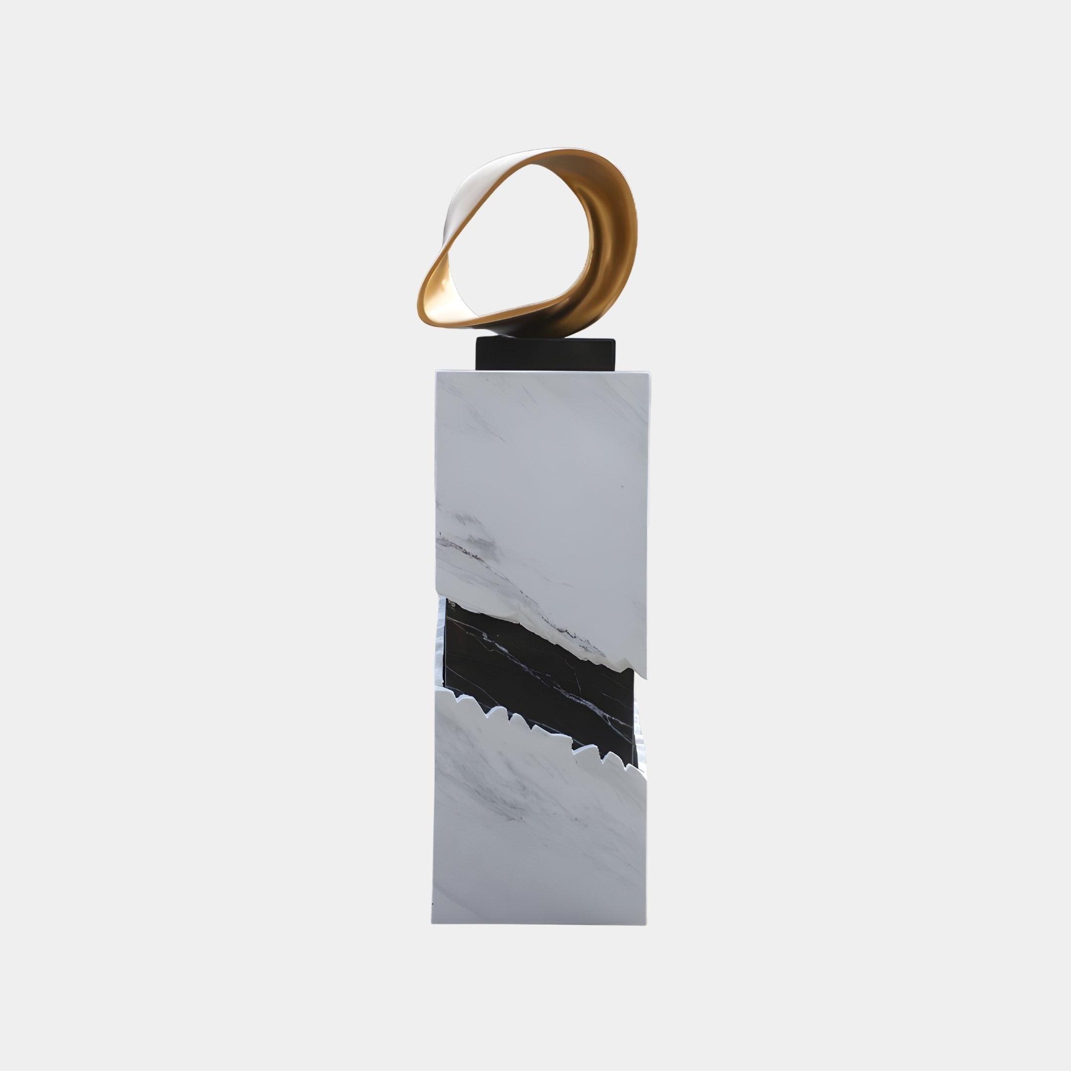 Solitaire Gold & White Abstract Sculpture - 134cm