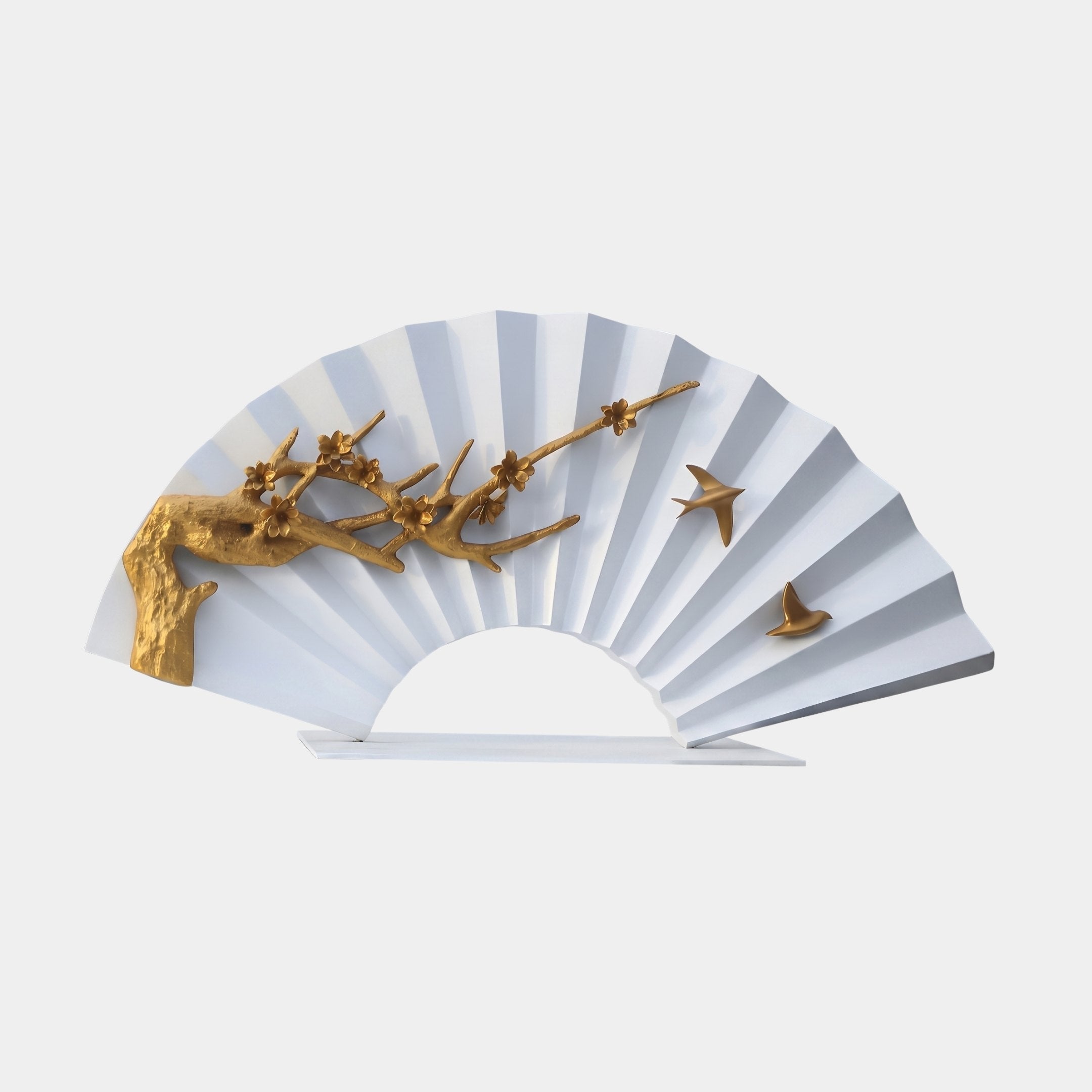 Folio White & Gold Fan Sculpture - 150cm