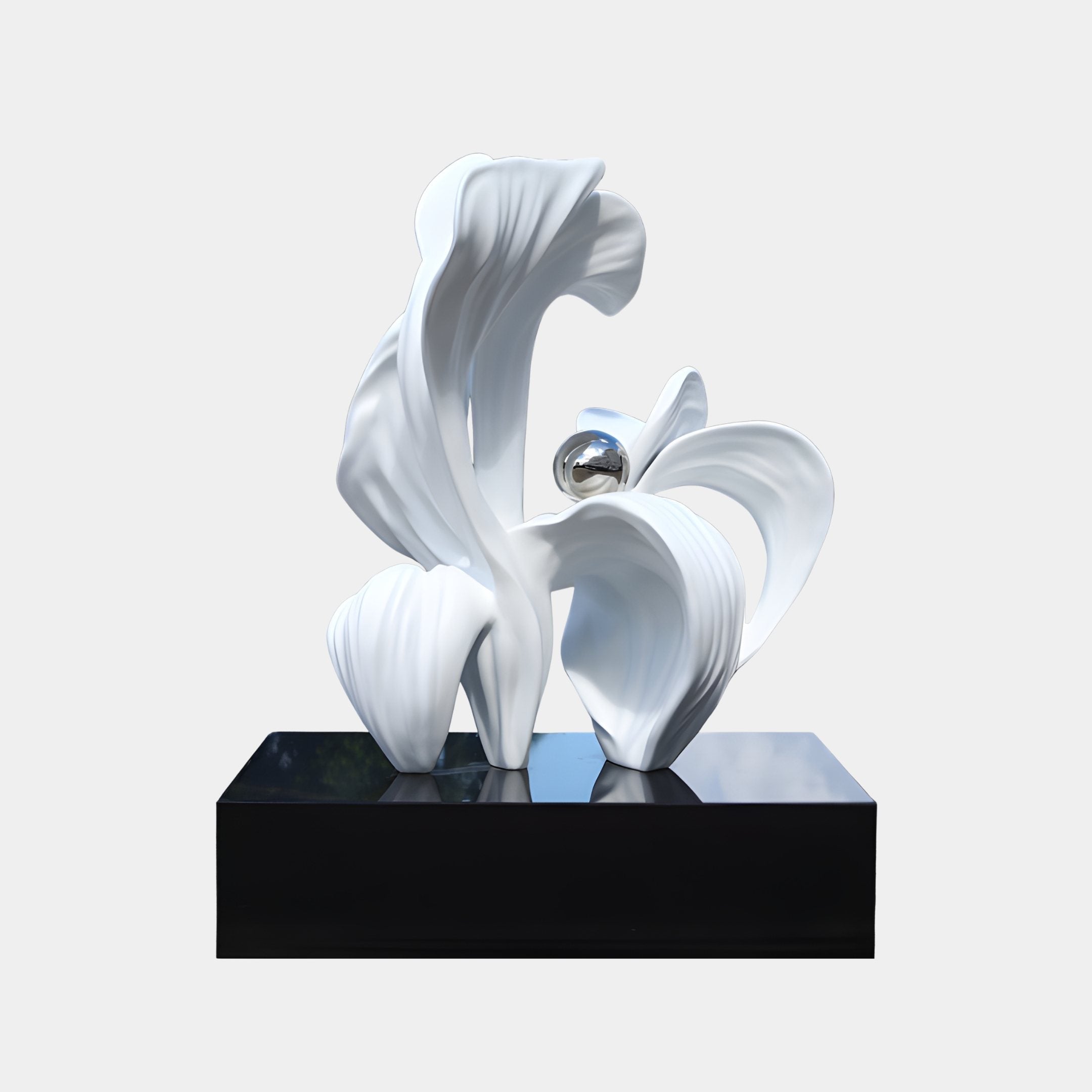 Pearl White & Silver Abstract Sculpture - 110cm