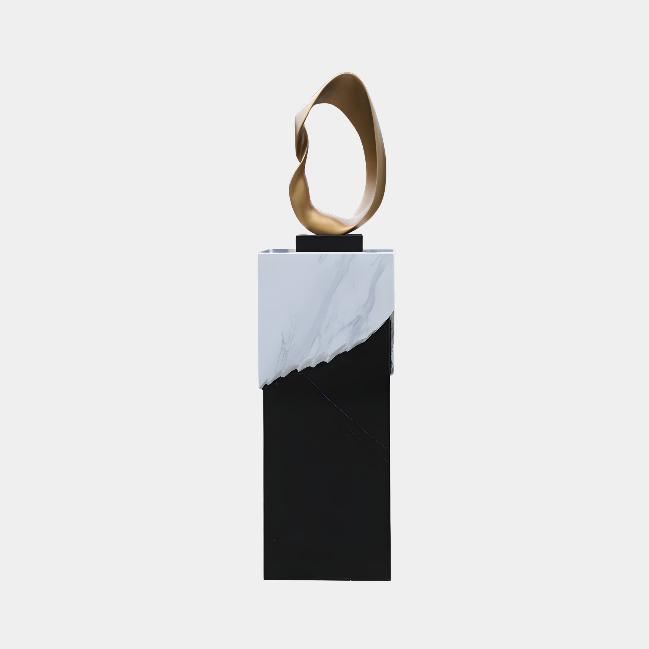 Annulus Gold & White Abstract Sculpture - 185cm