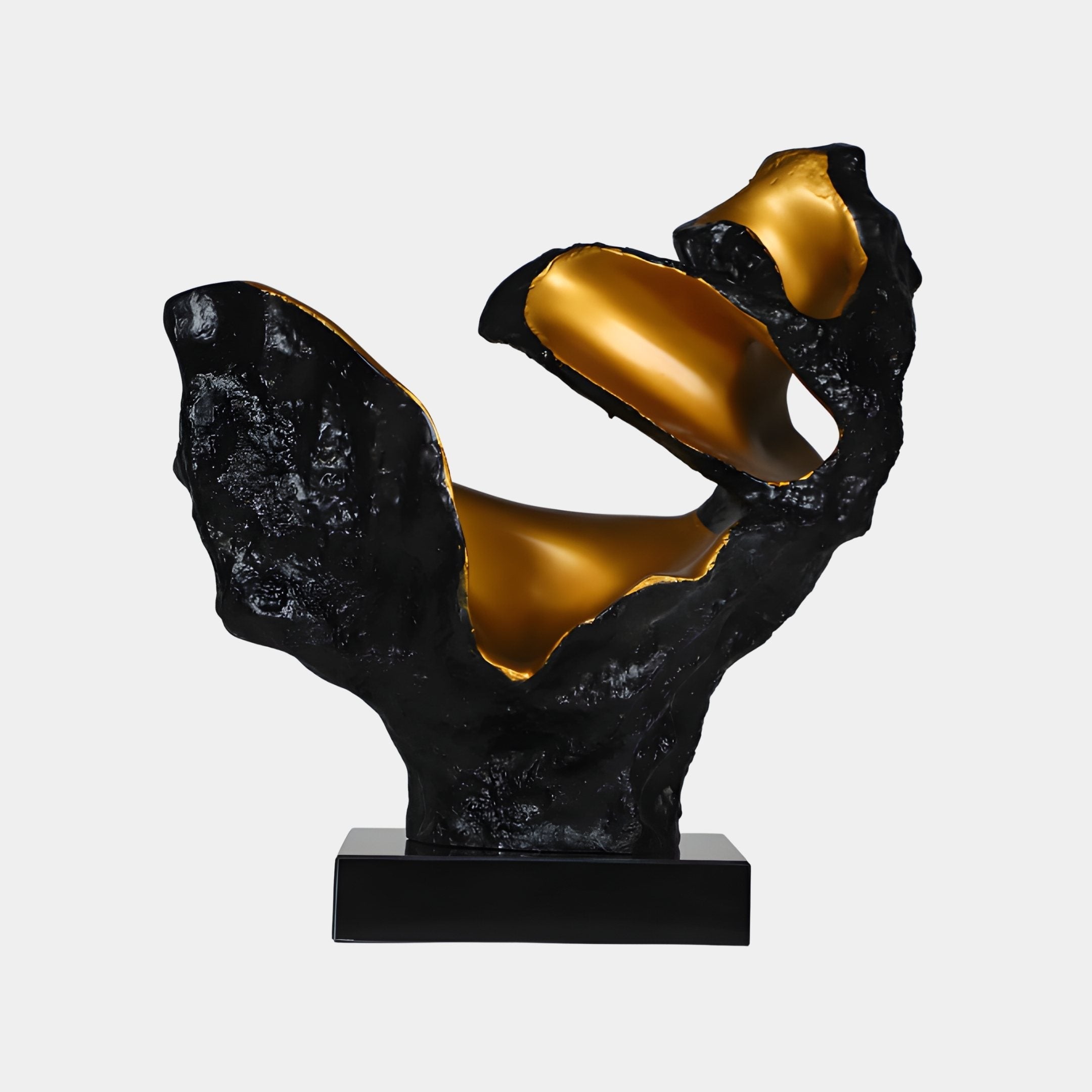 Blaze Black & Gold Abstract Sculpture - 50cm
