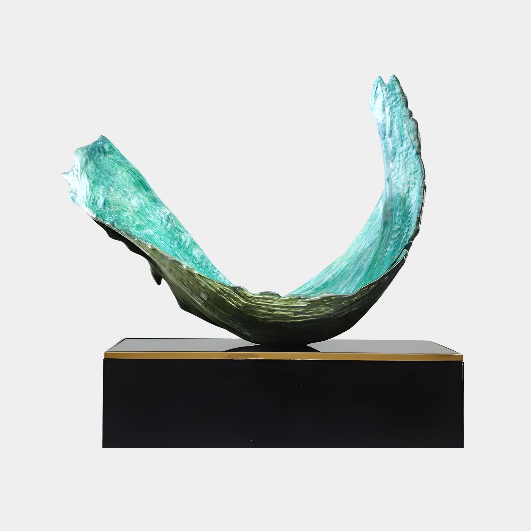 Spray Green & White Wave Sculpture - 55cm