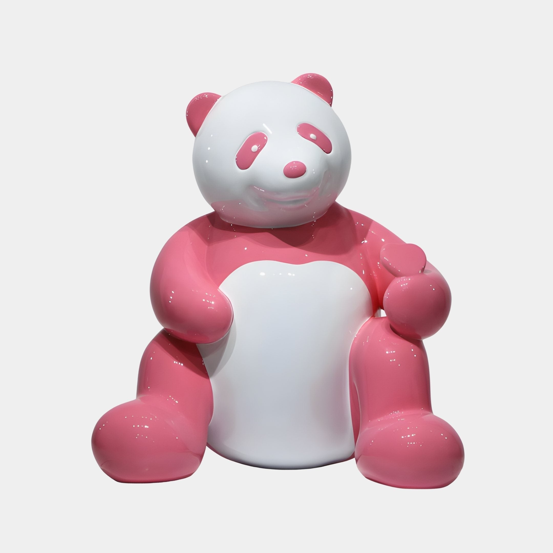 Peony Pink & White Panda Sculpture - 96cm