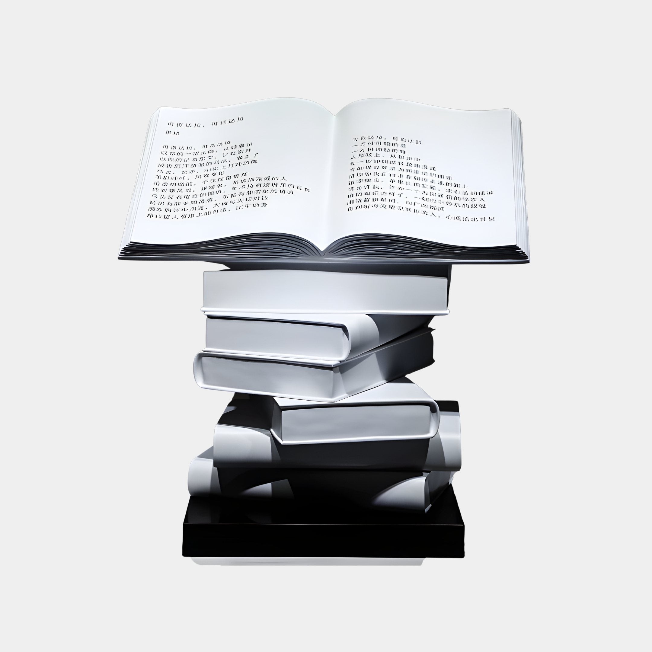 Marl Black & White Books Sculpture - 78cm