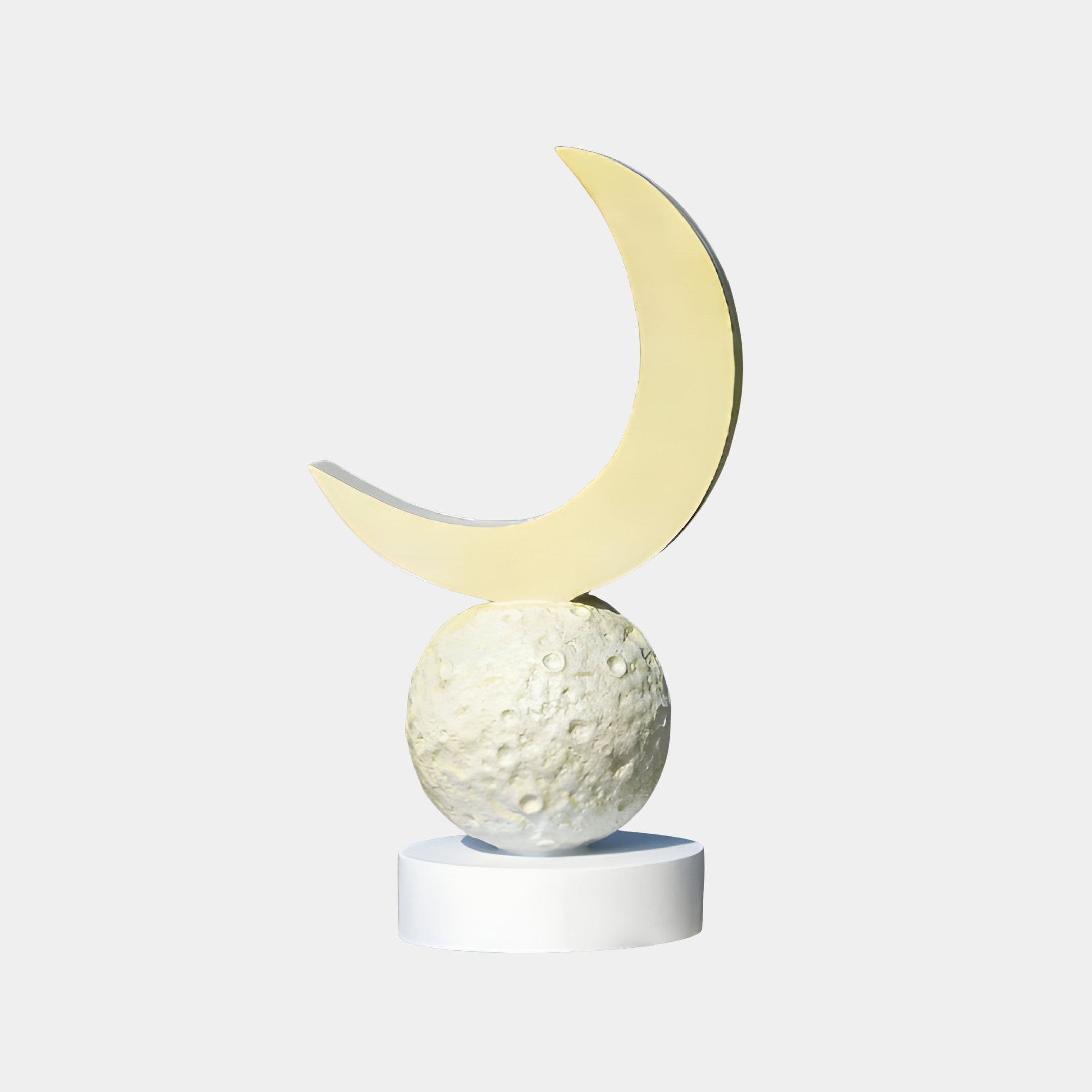 Channel Gold & White Moon Sculpture - 123cm