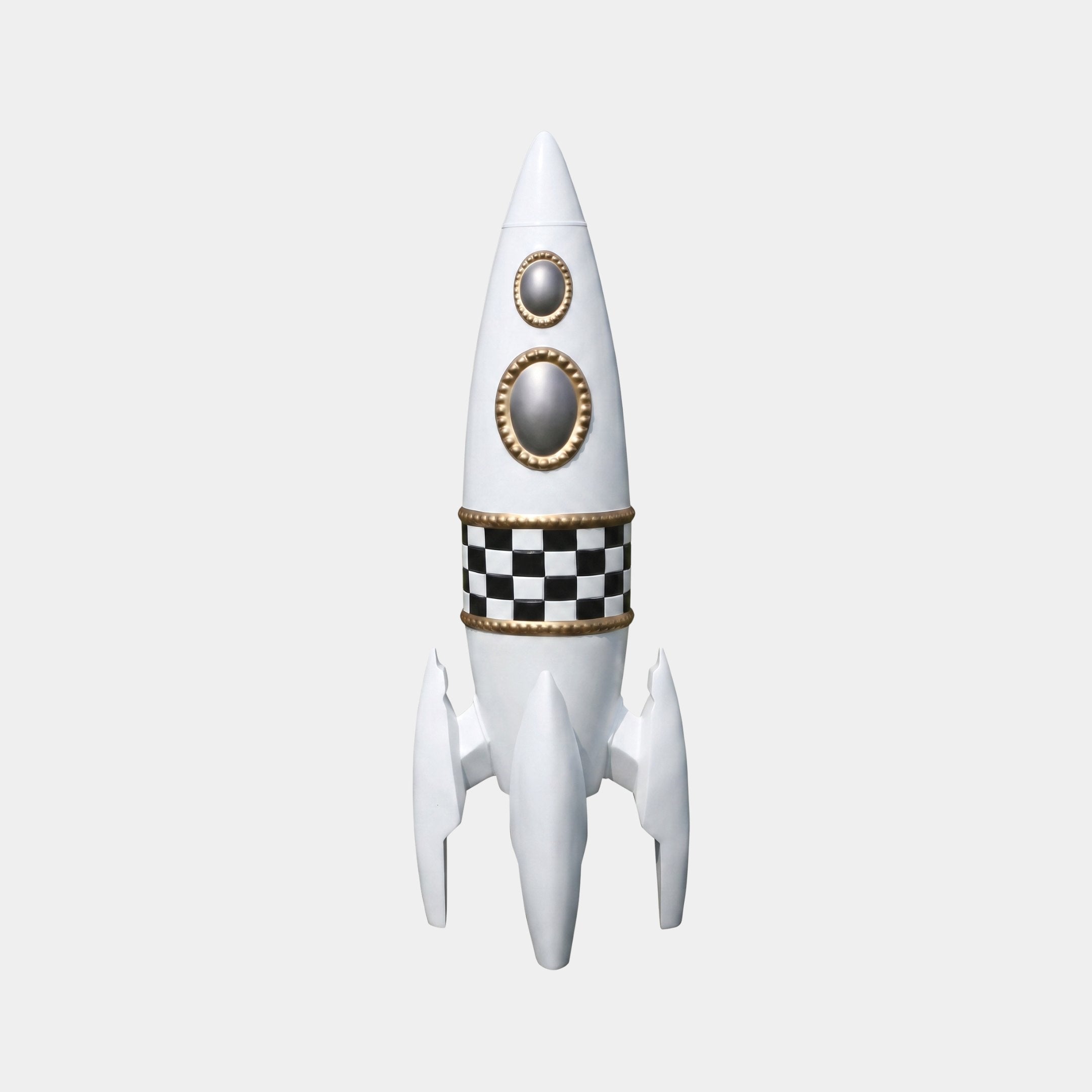 Glentham White & Black Rocket Sculpture - 170cm