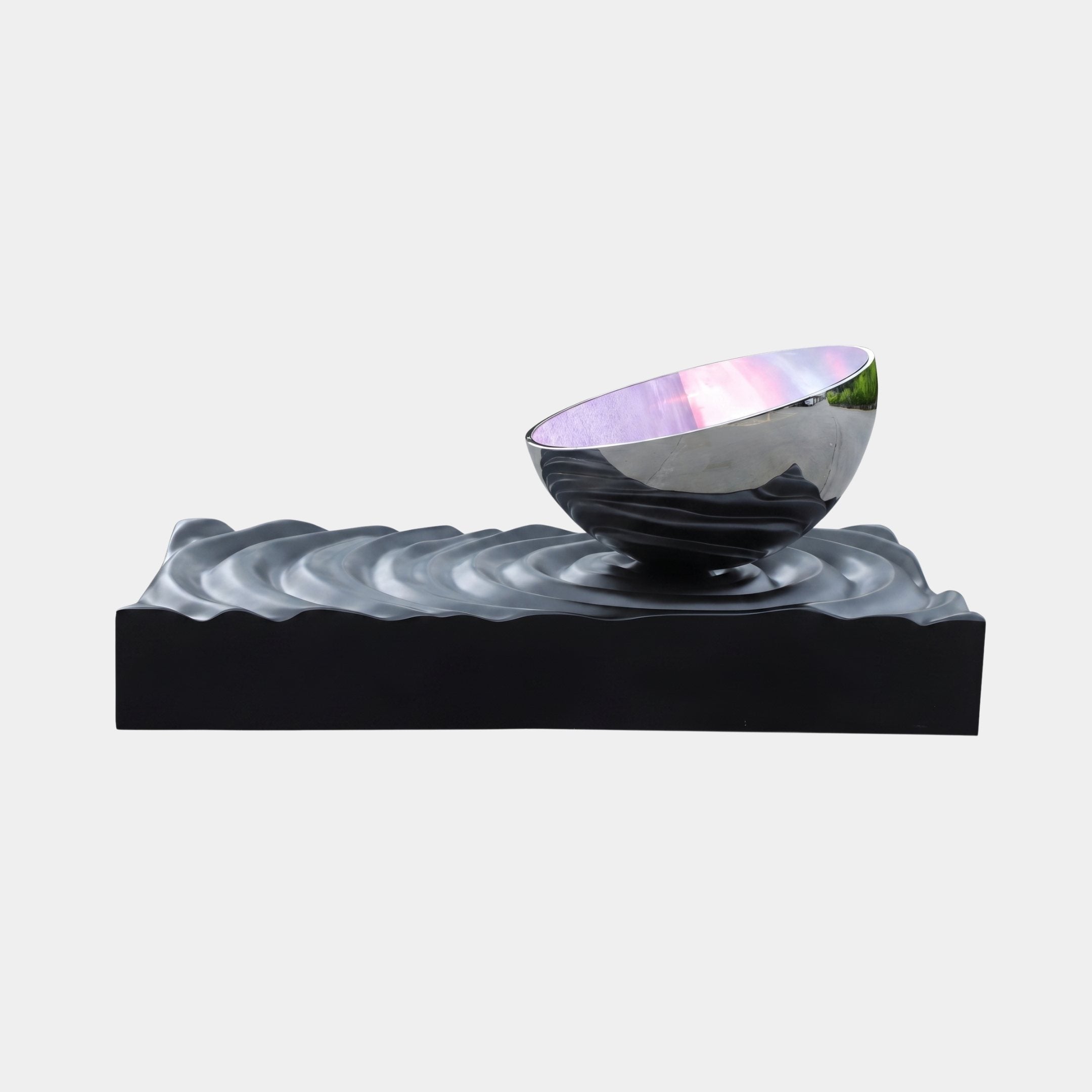Argent Silver & Black Bowl Sculpture - 180cm