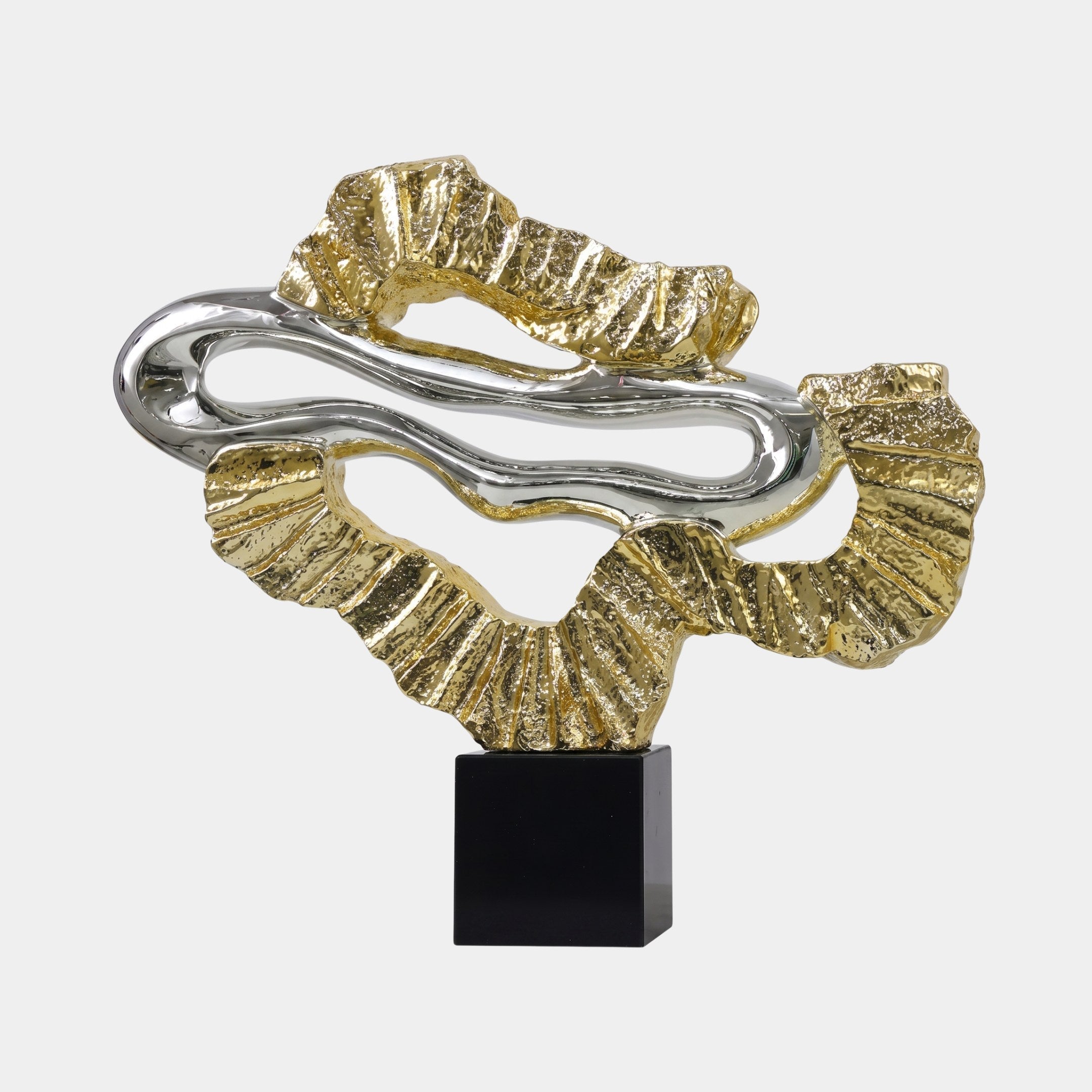 Taynton Gold & Silver Ruffled Form Sculpture - 70cm