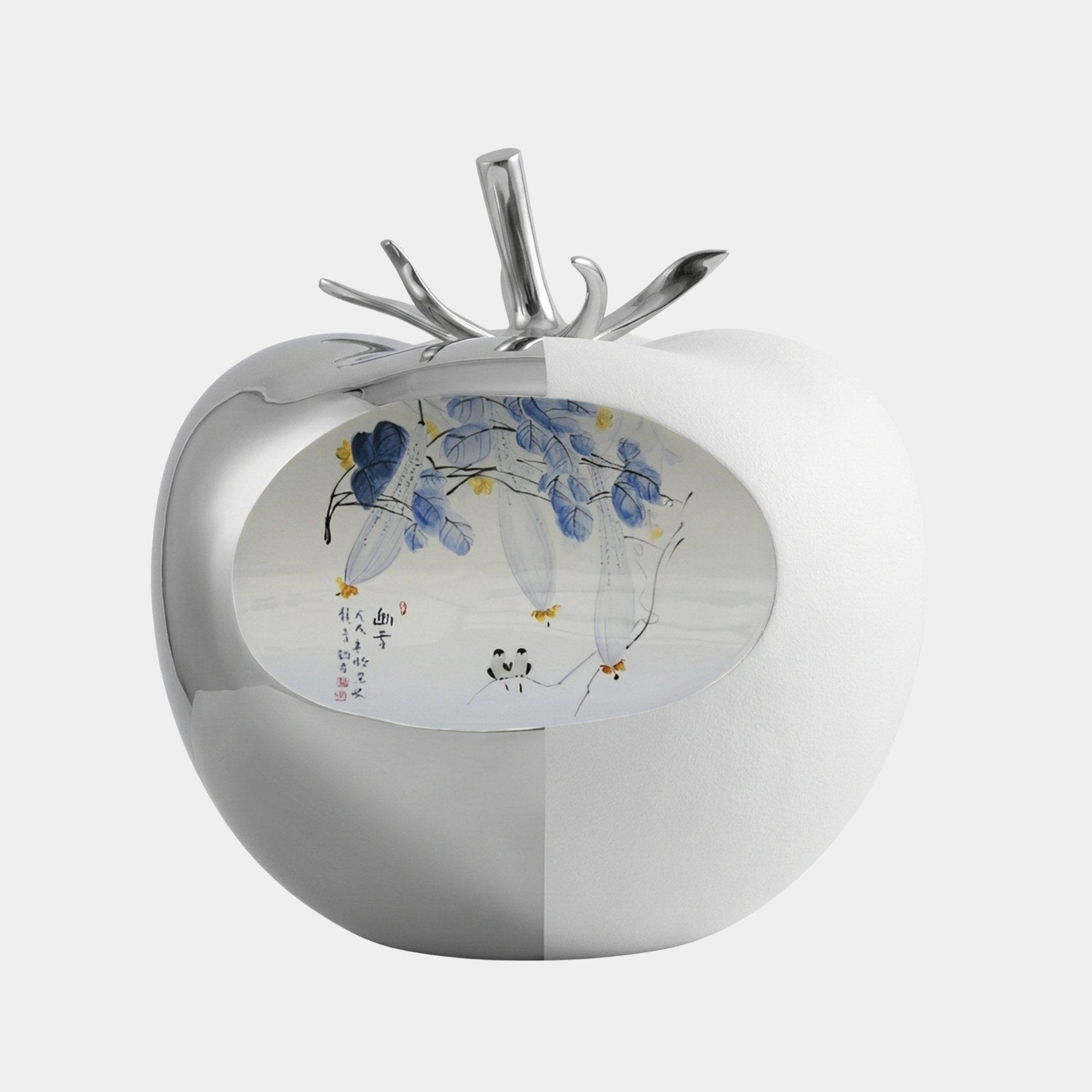 Dunwold White & Blue Apple Sculpture - 88cm