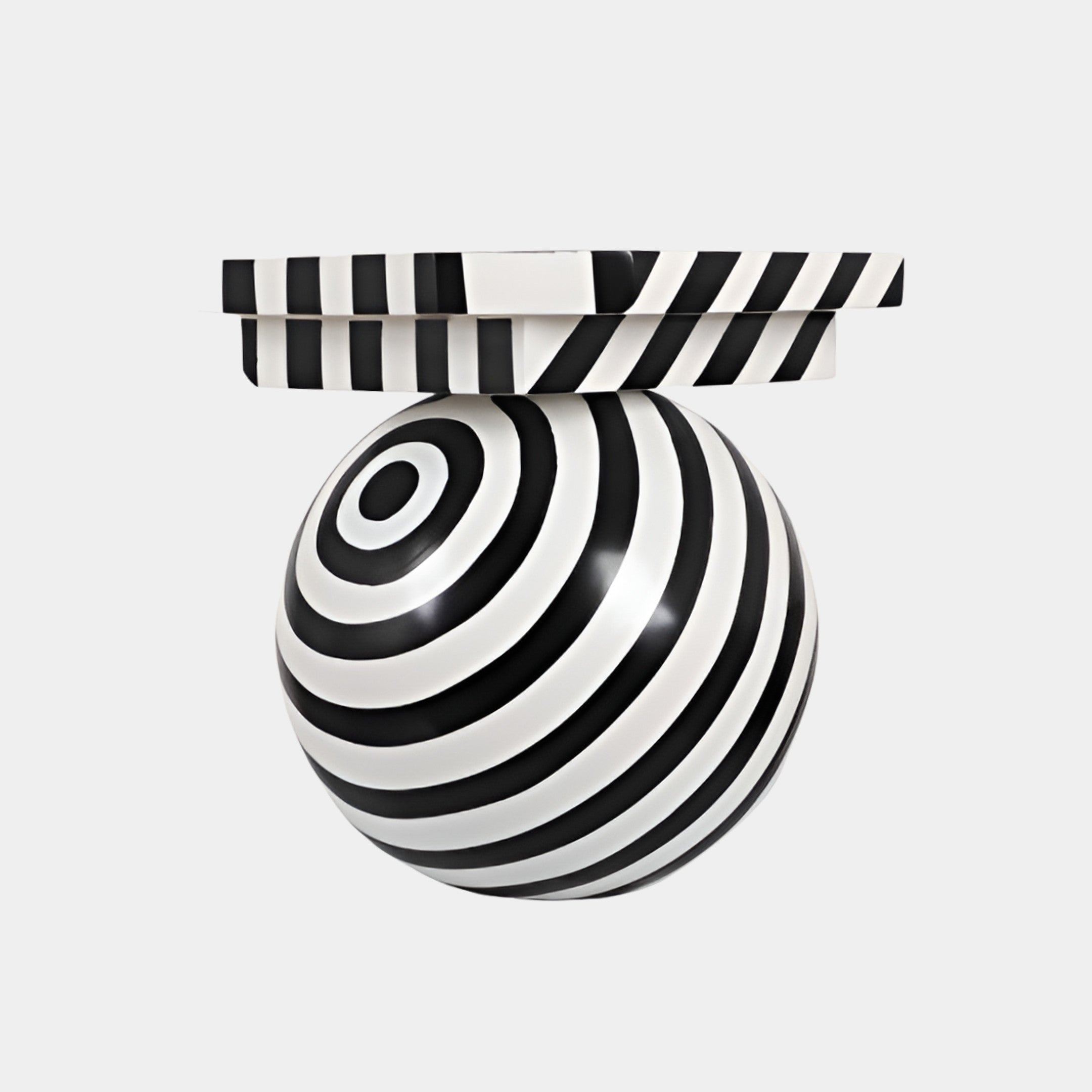 Holtlow Black & White Round Stool - 48cm