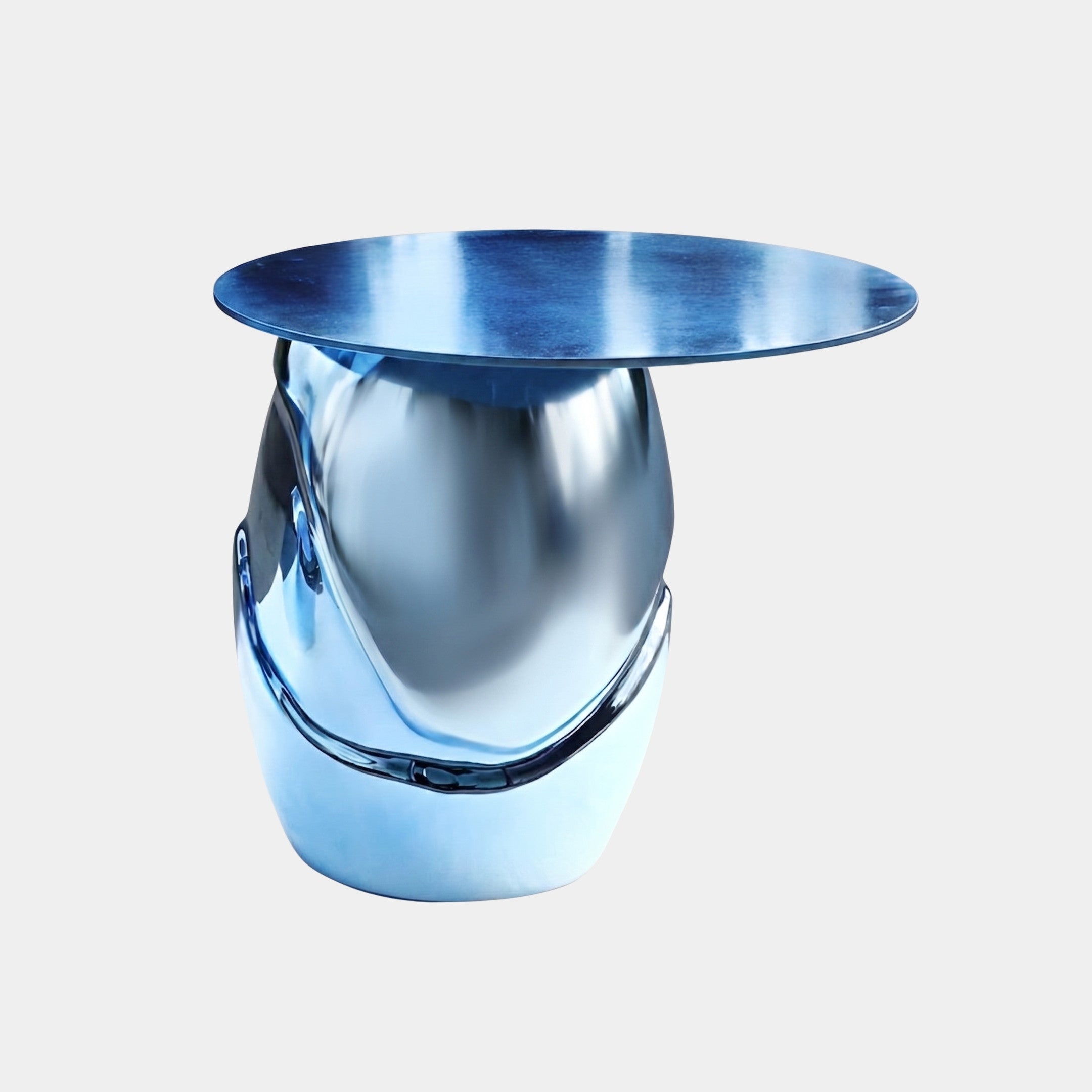 Holtwich Blue & Silver Pedestal Side Table - 60cm