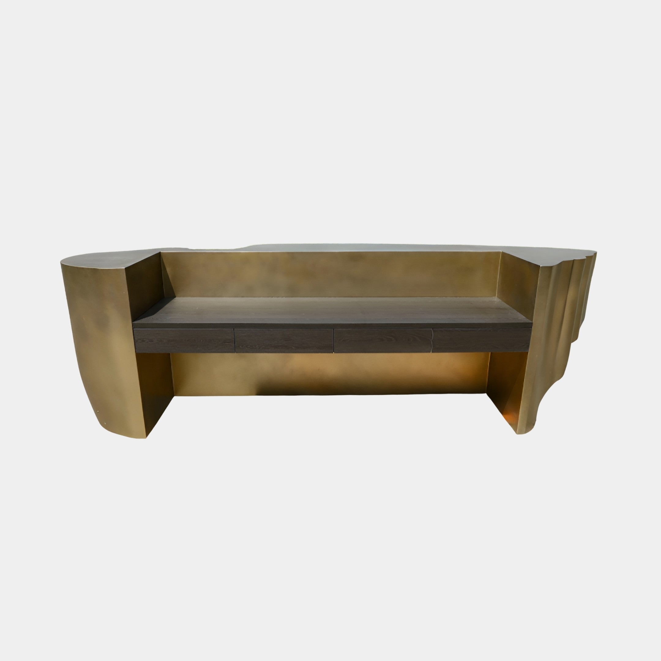 Penhope Gold & Bronze Curved Bench - 356cm