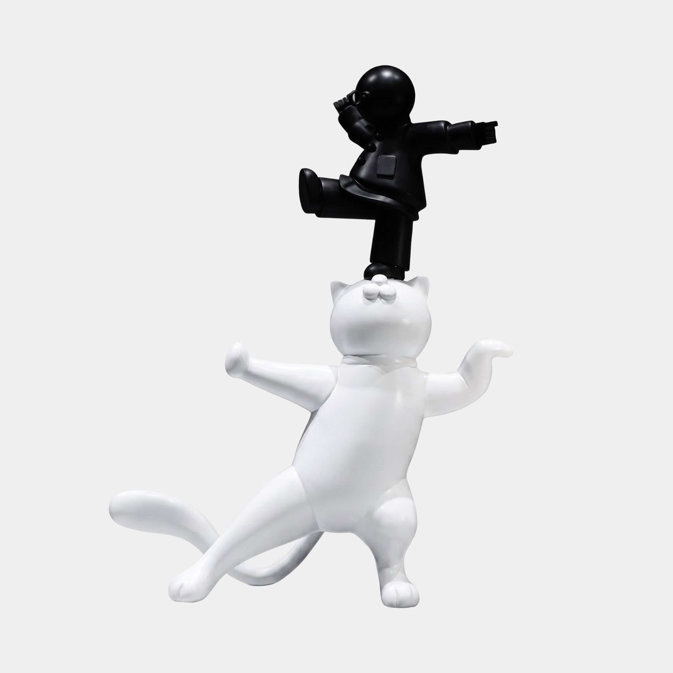 Alvediston White & Black Cat & Astronaut Sculpture - 70cm
