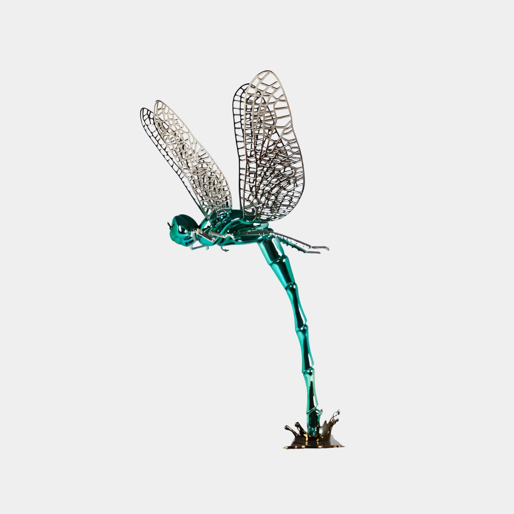 Eldford Silver & Green Dragonfly Sculpture - 55cm