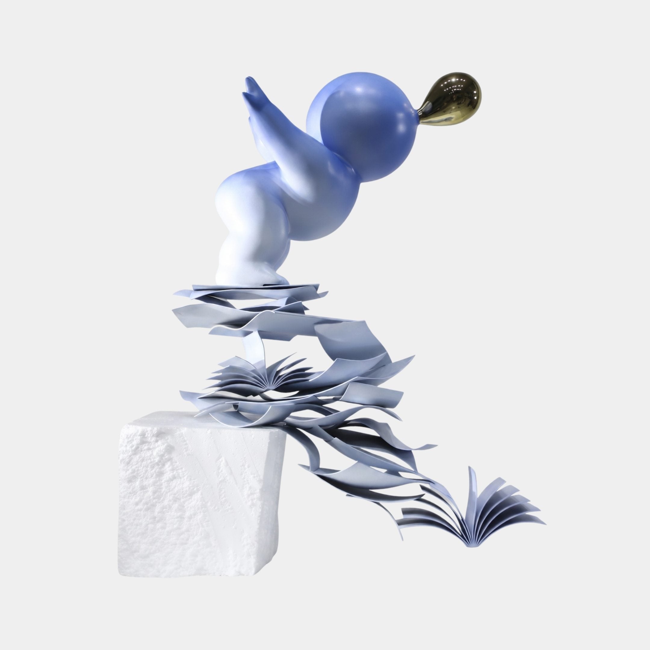 Glencombe White & Blue Figure Sculpture - 80cm