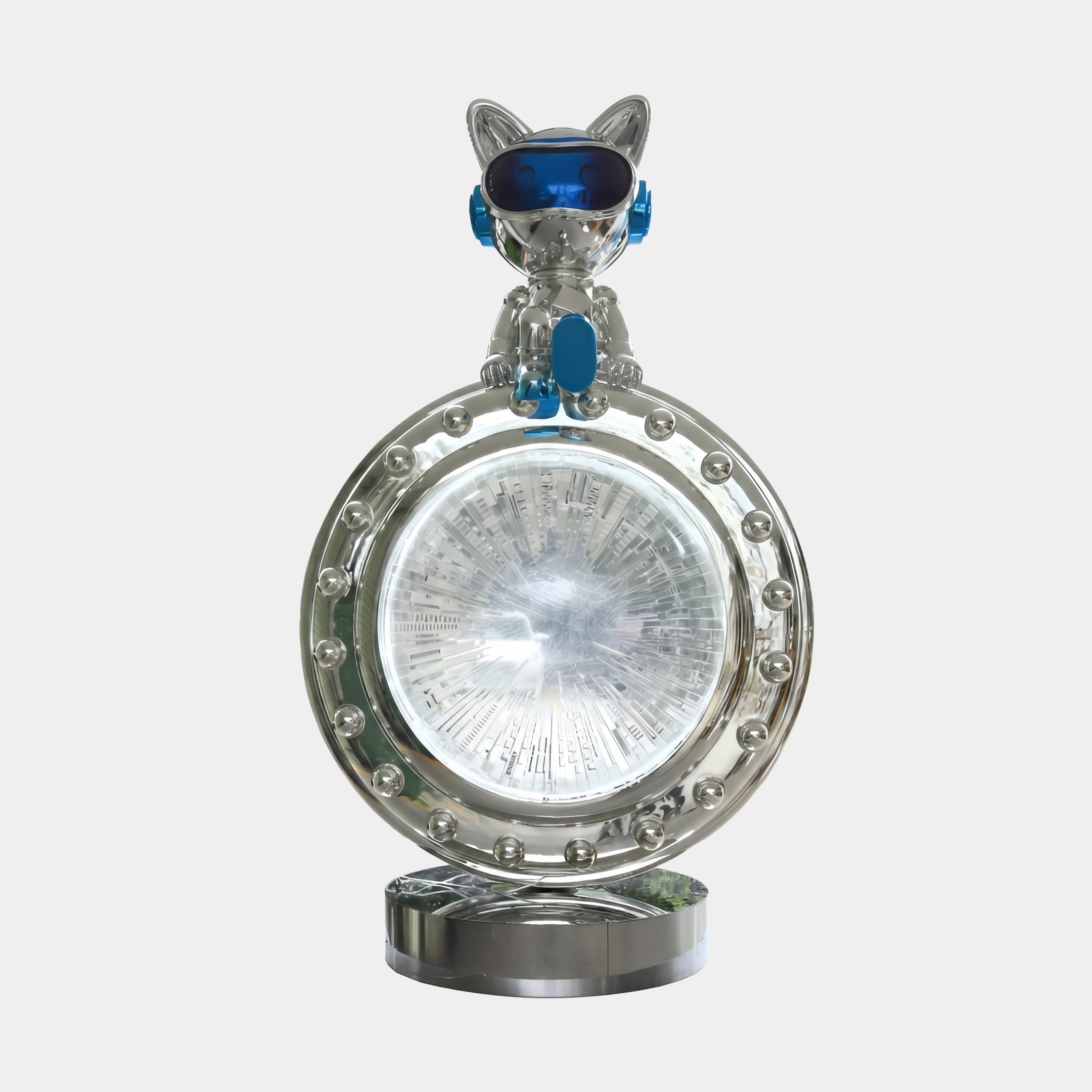 Hartwood Silver Cat Clock Sculpture - 264cm