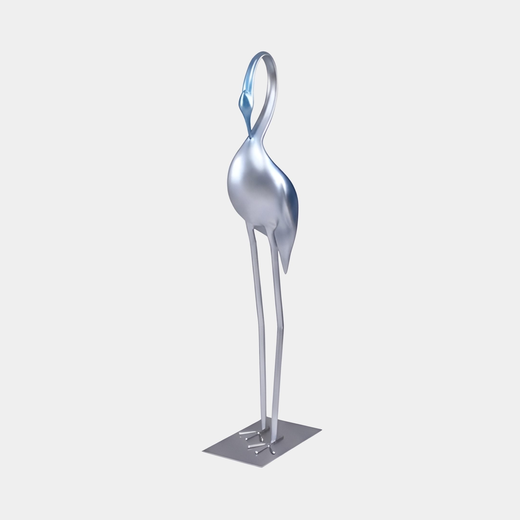 Langthorpe Silver Arched Crane Sculpture - 140cm