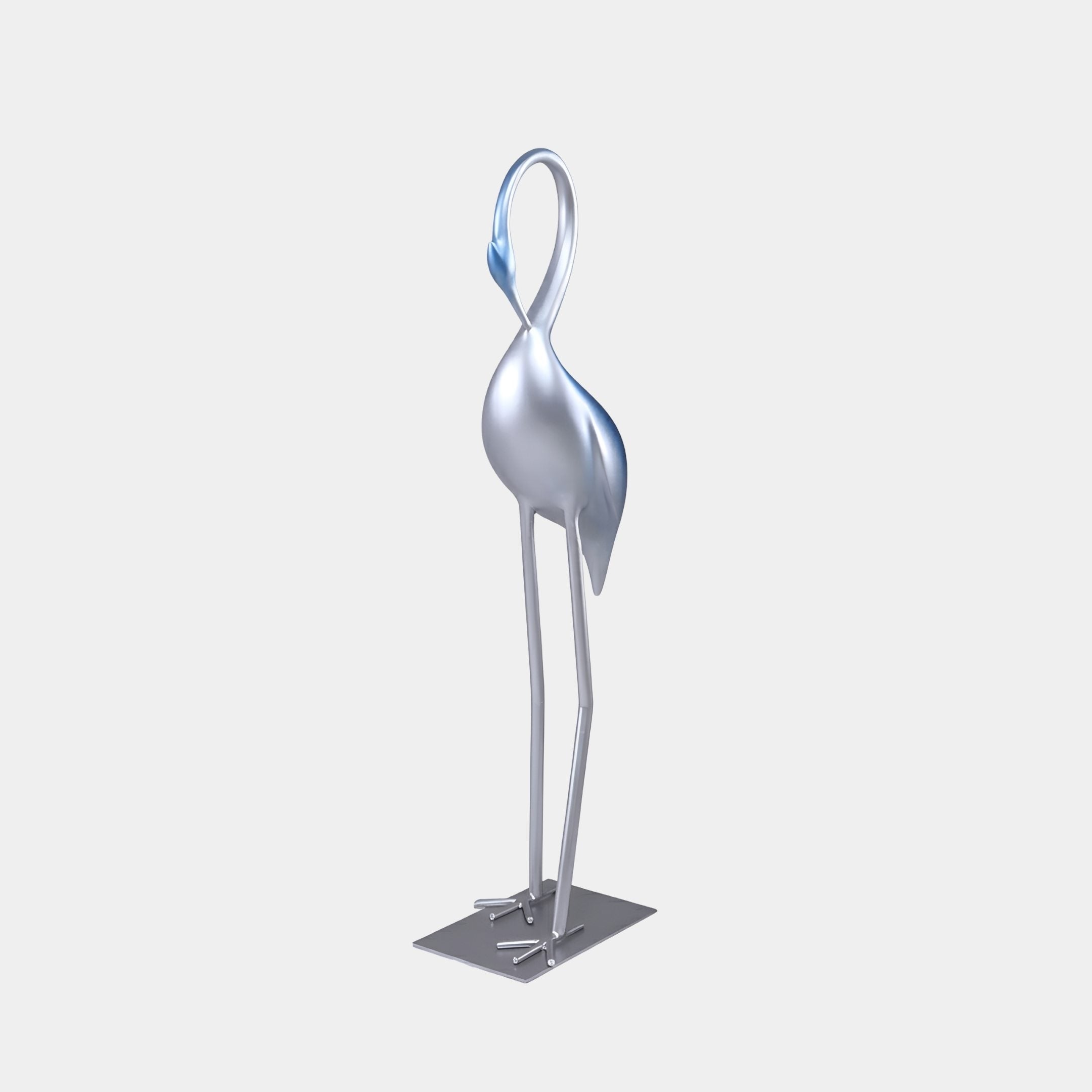 Langthorpe Silver Preening Crane Sculpture - 110cm