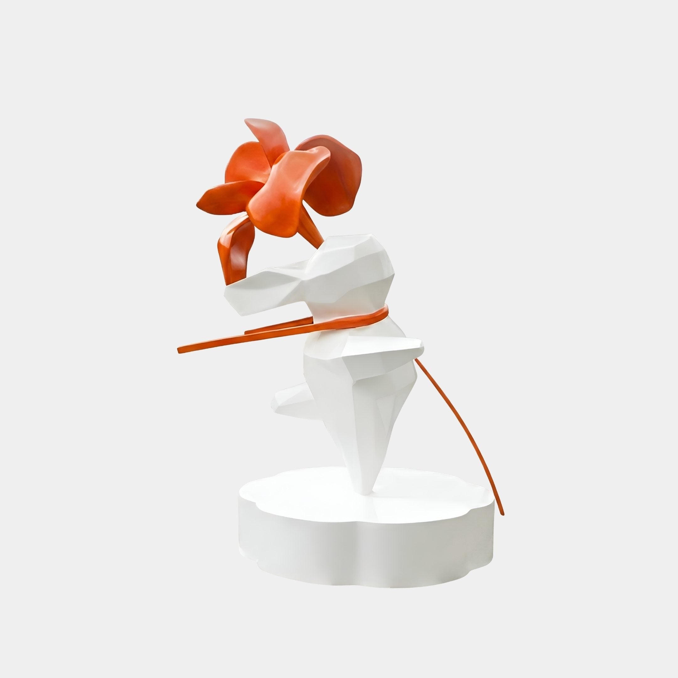 Marbourne Orange & White Abstract Sculpture - 151cm