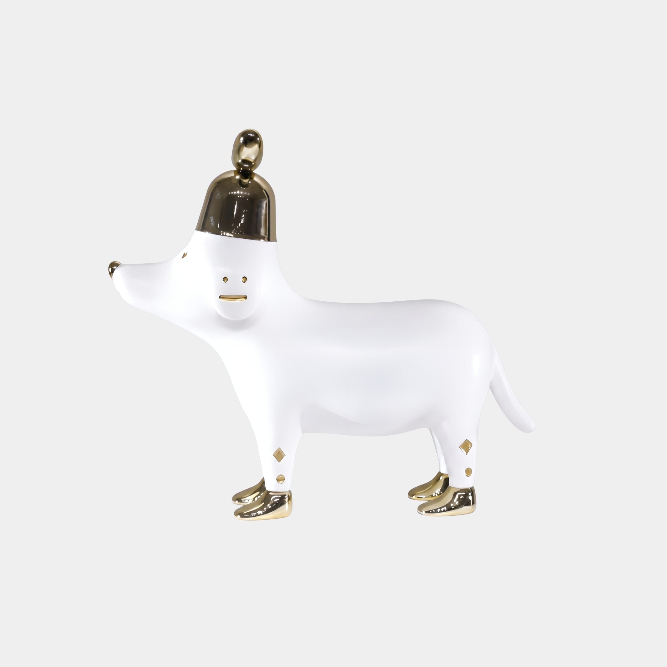 Melham White & Gold Dog Sculpture - 90cm