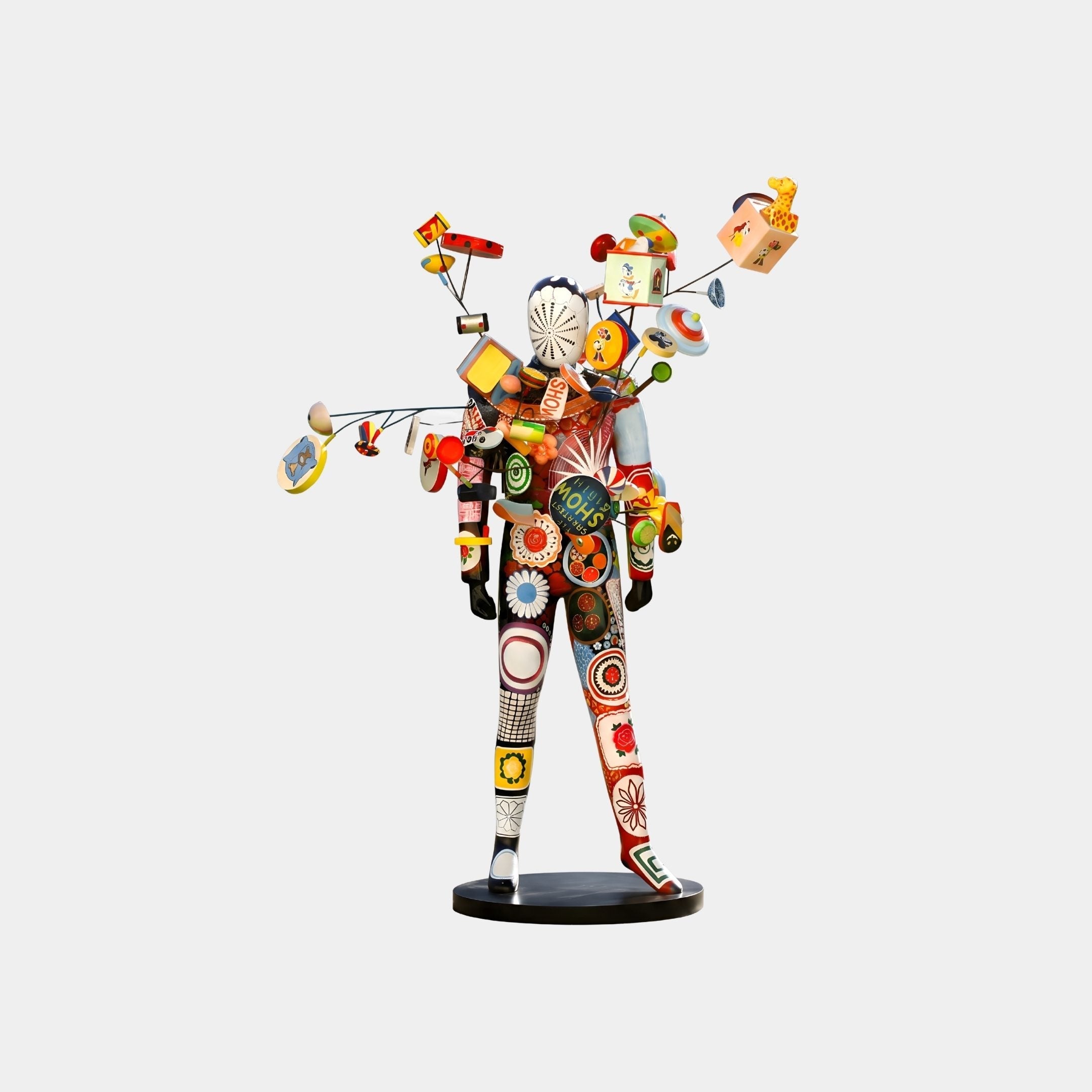 Melford White Colourful Figure Sculpture - 225cm