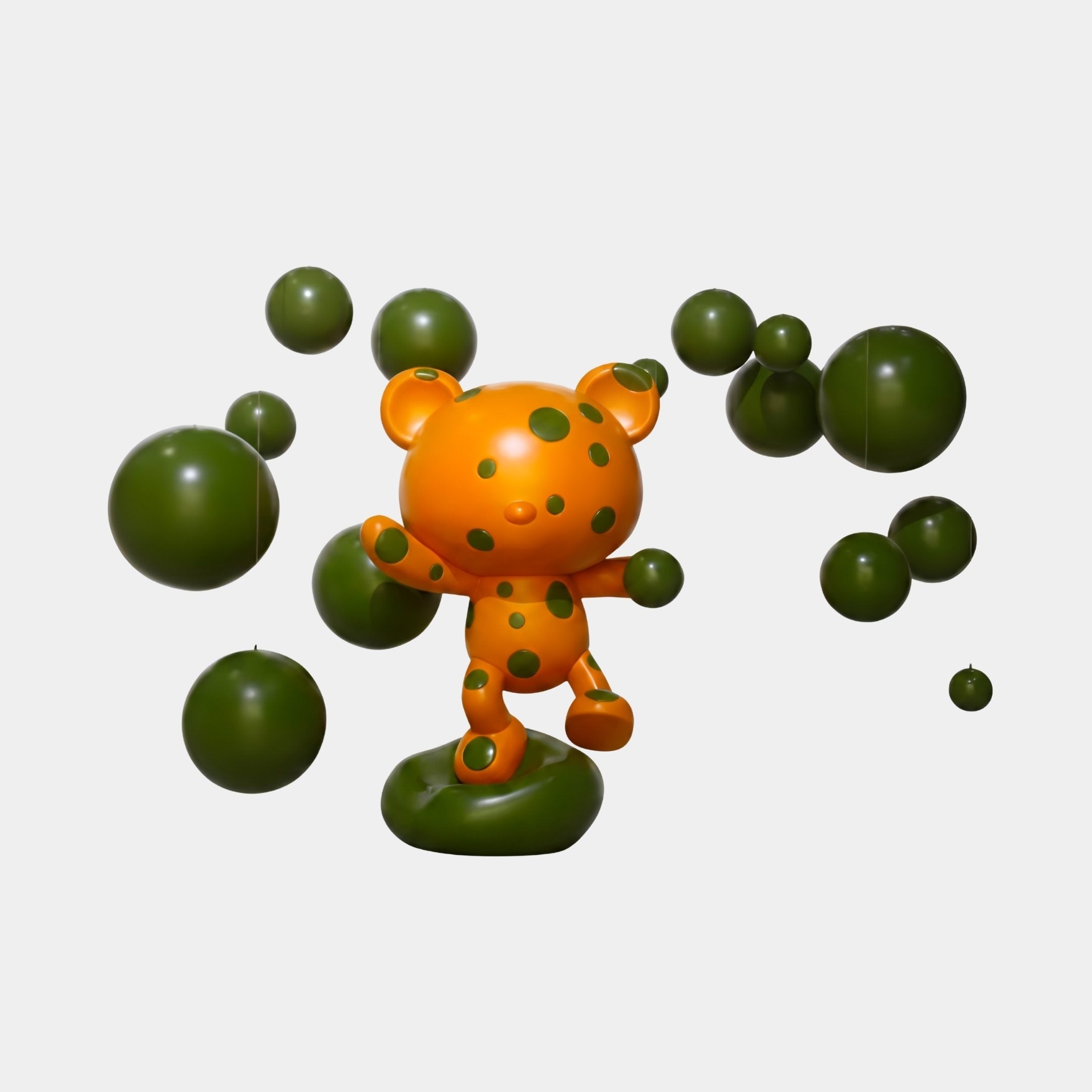Melridge Orange & Green Bear Sculpture - 100cm