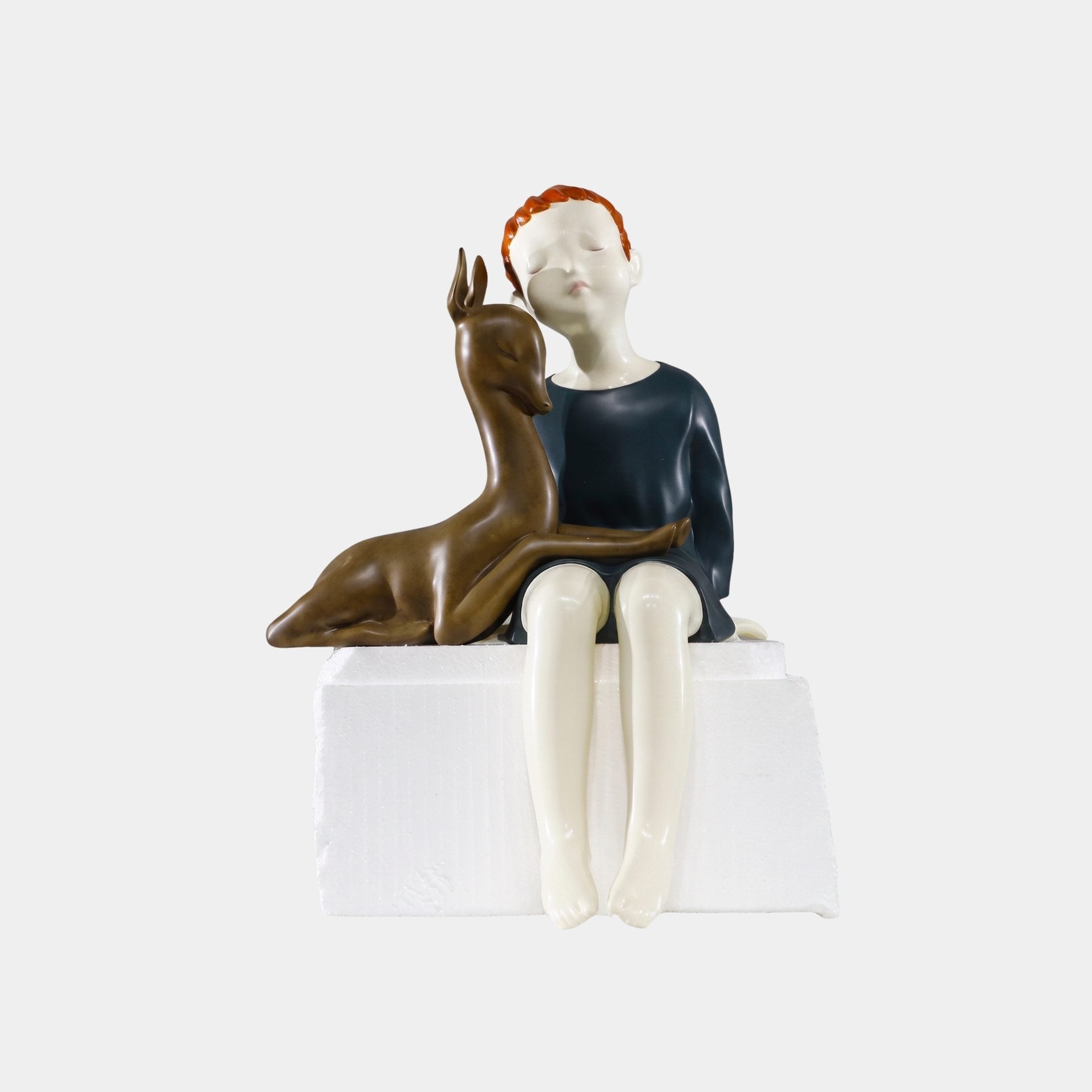 Norbourne Bronze & White Dog Sculpture - 60cm