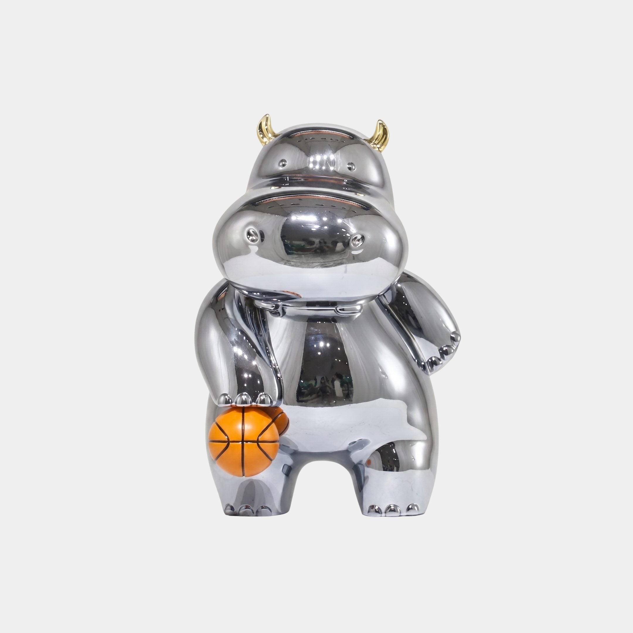 Oakwell Silver Hippo Sculpture - 35cm