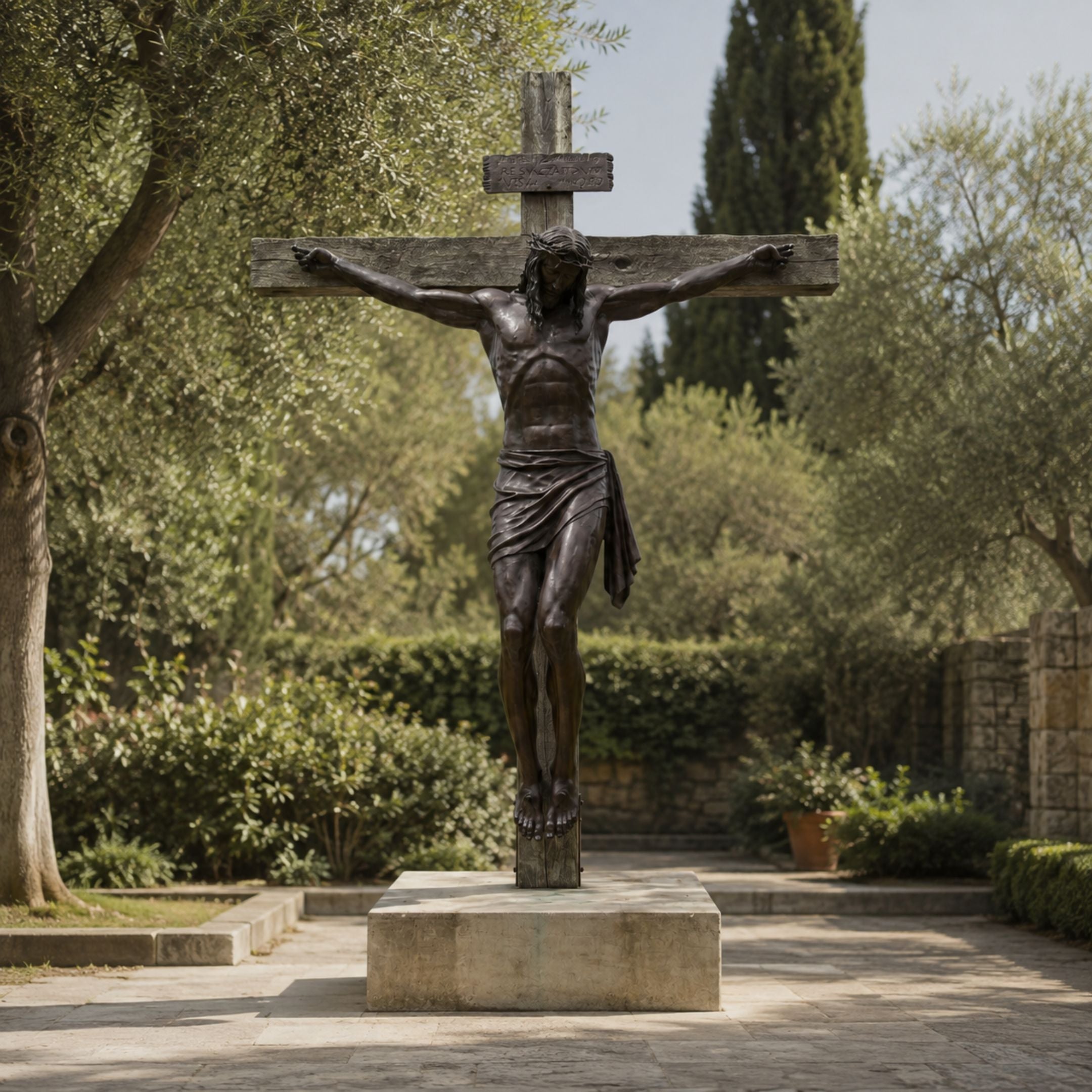 Monumental Classical Crucified Christ Bronze Sculpture - 500cm