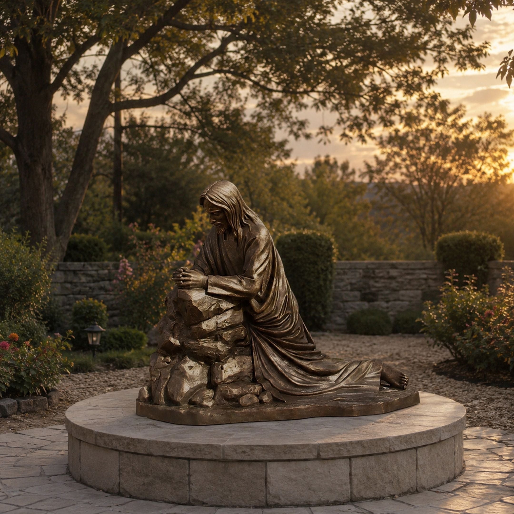 Monumental Classical Kneeling Christ in Prayer Bronze Sculpture - 250cm