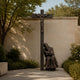 Monumental Traditional Praying Saint and Crucifix Bronze Sculpture - 350cm