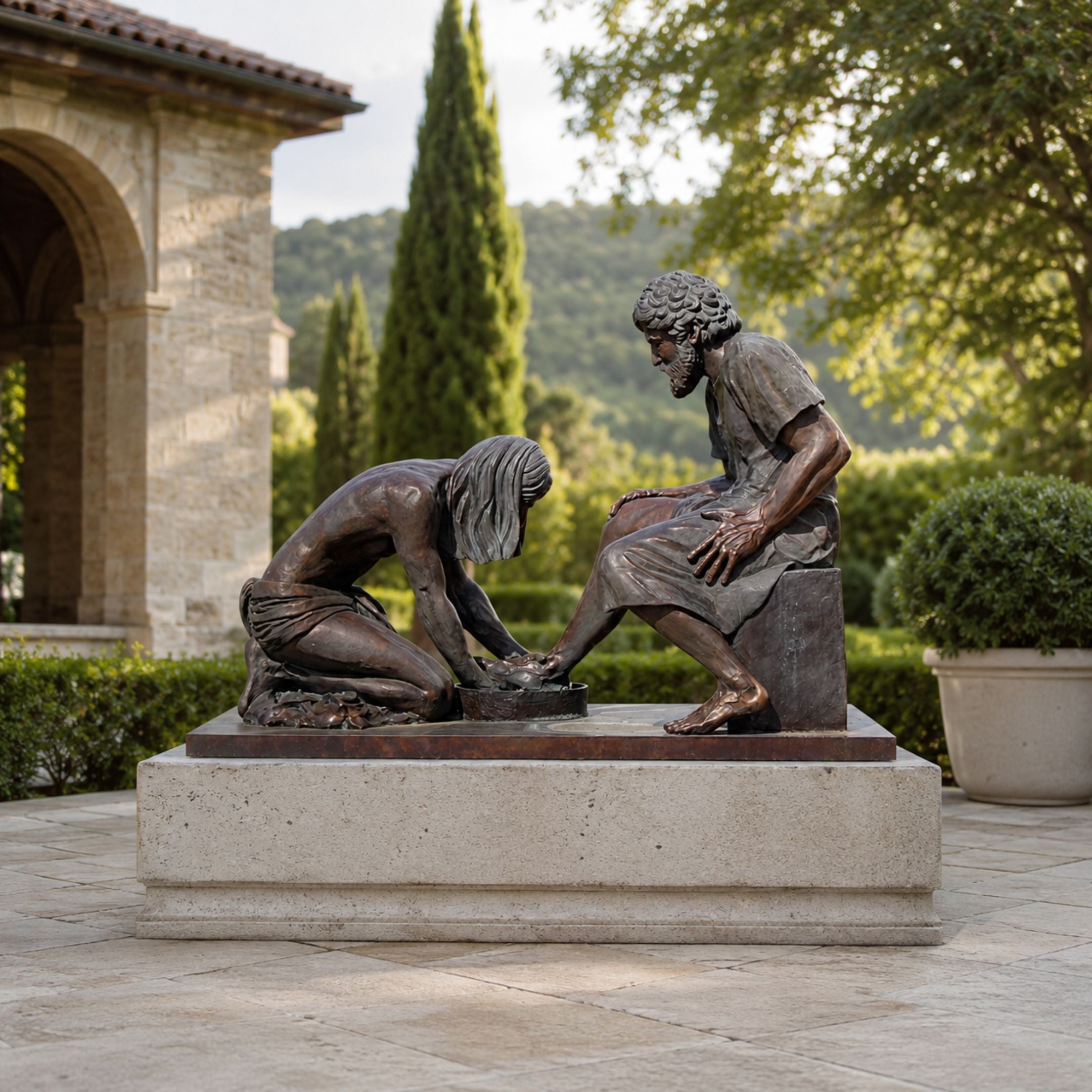 Life-Size Classical Foot-Washing Scene Bronze Sculpture - 200cm