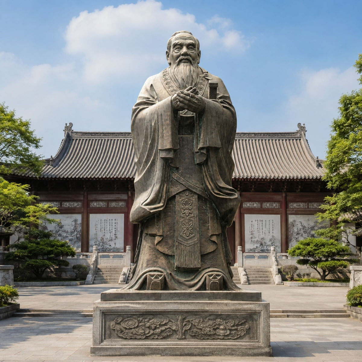 Monumental Traditional Elder Scholar Bronze Statue - 350cm