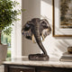 Traditional Elephant Head Bronze Bust, 45cm, displayed on a marble console with spread ears, curved tusks, and forward-curling trunk on a rock-form base.